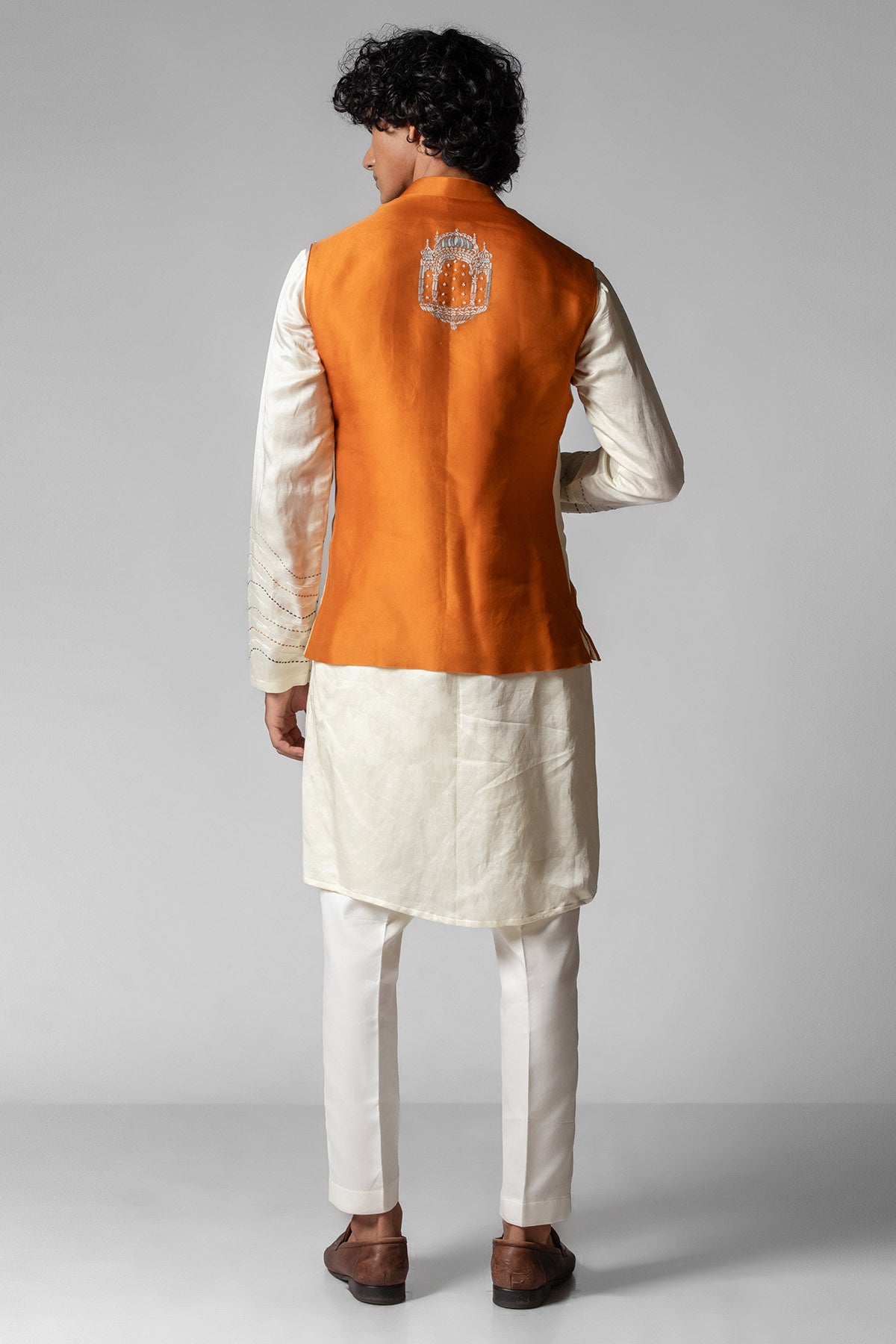 Orange & Ivory Resham Kurta Set