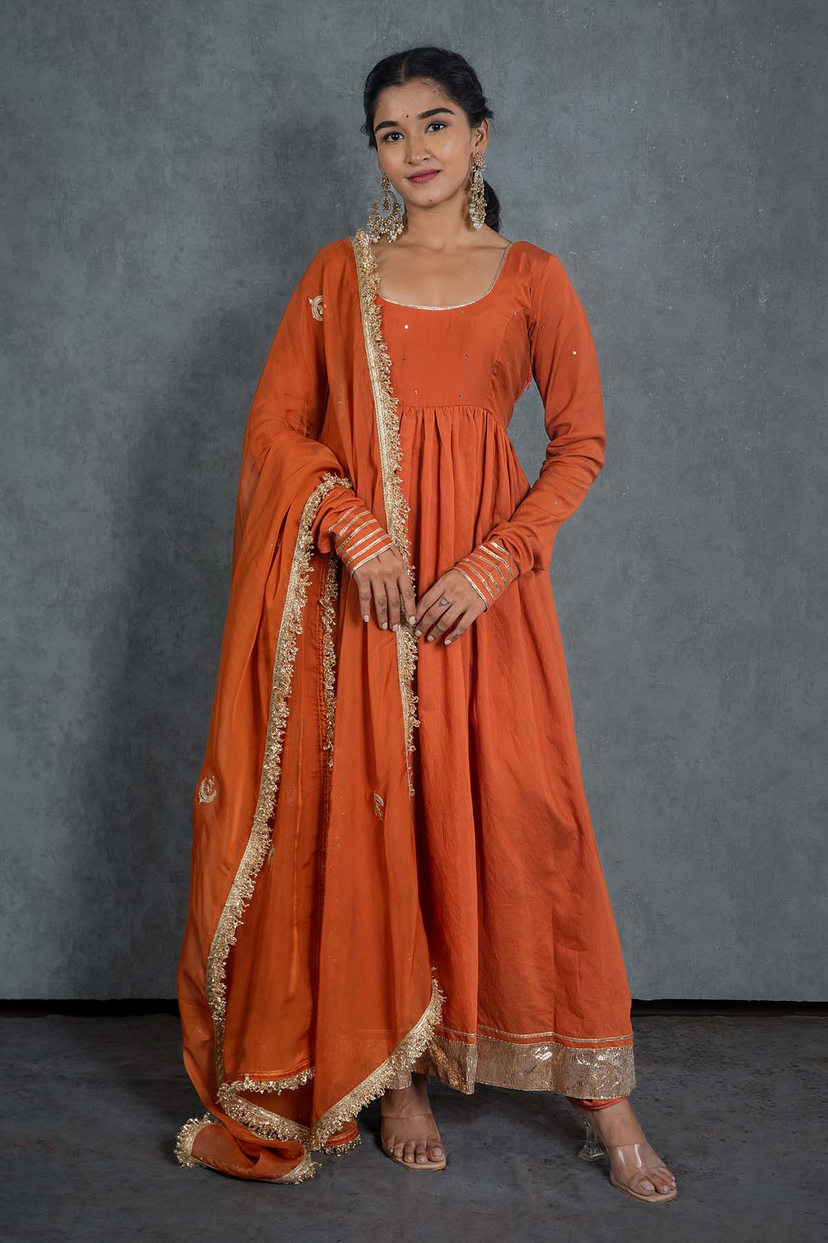 Buy Orange Lace Embellished Dupatta by Shop Gulmohar for women online at ScrollnShops