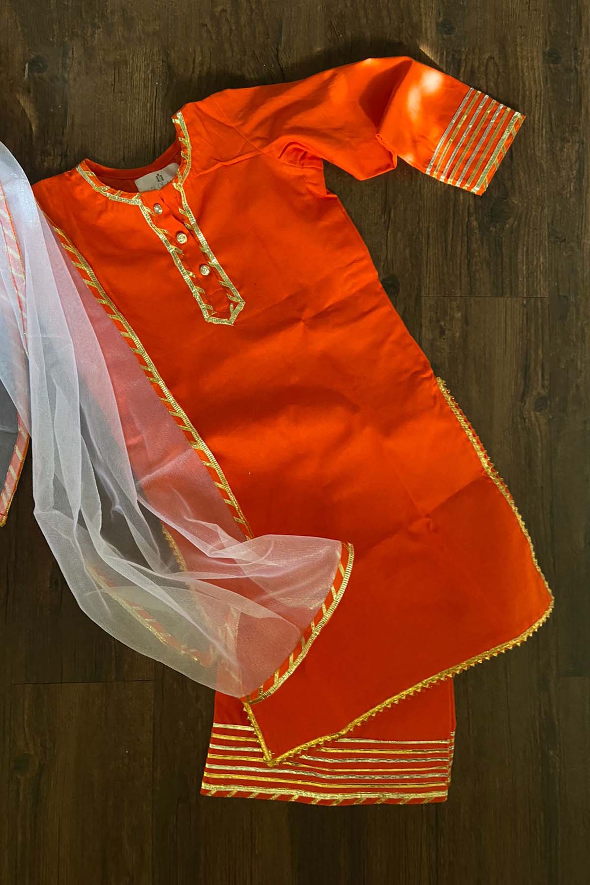 Designer ViYa Orange Lace Embellished Kurta Set For Kids Available online at ScrollnShops