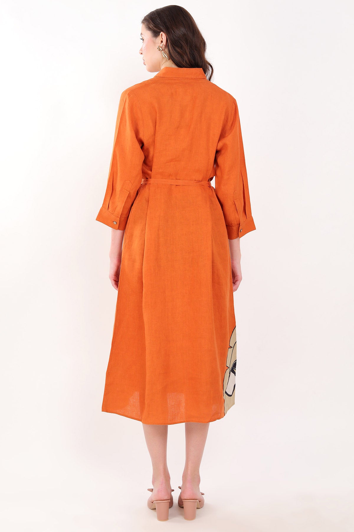 Orange Leaf Embroidered Dress