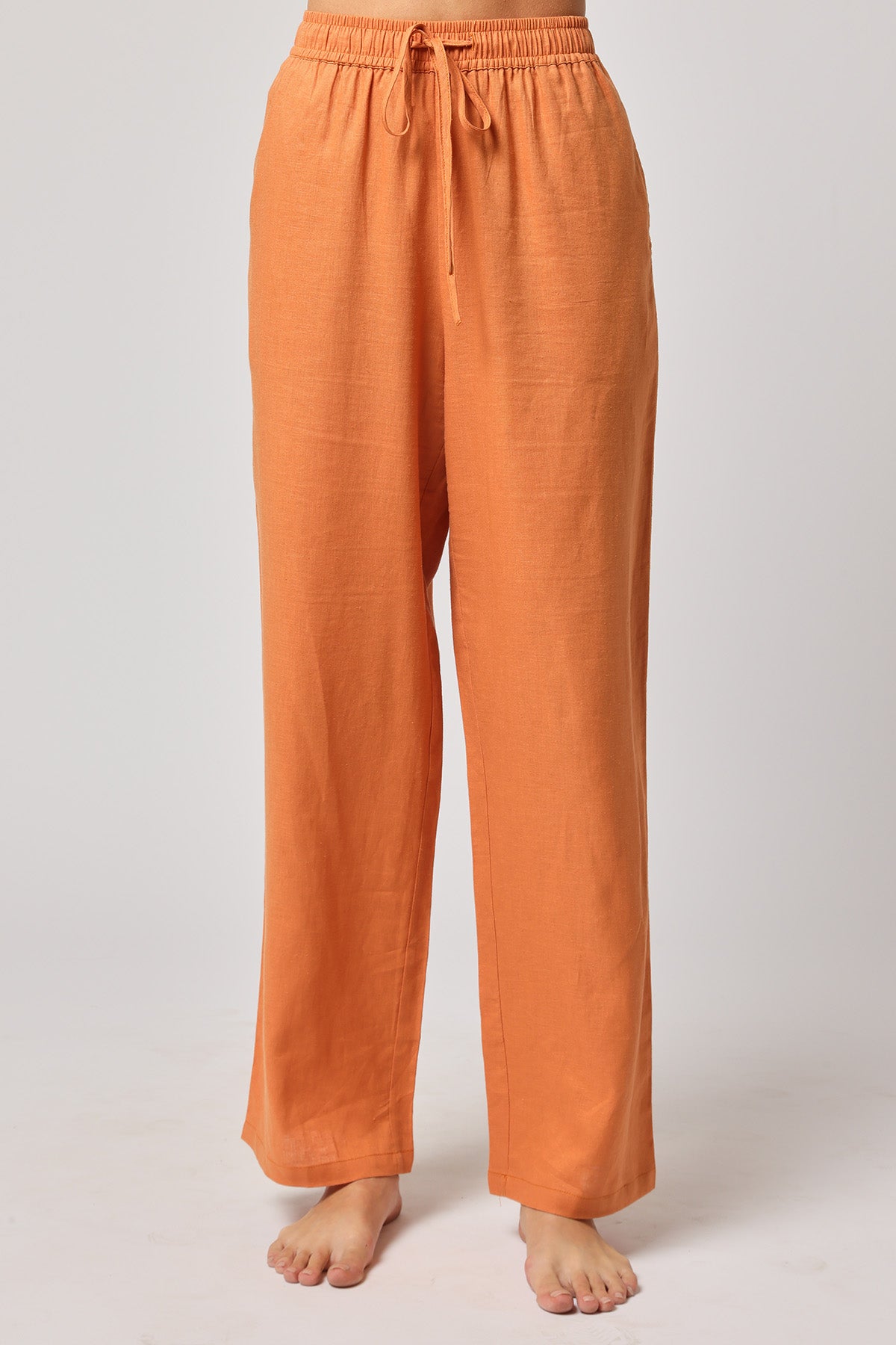Buy Orange Linen High-Waisted Pants by Ashita Fernandes for Women online at ScrollnShops