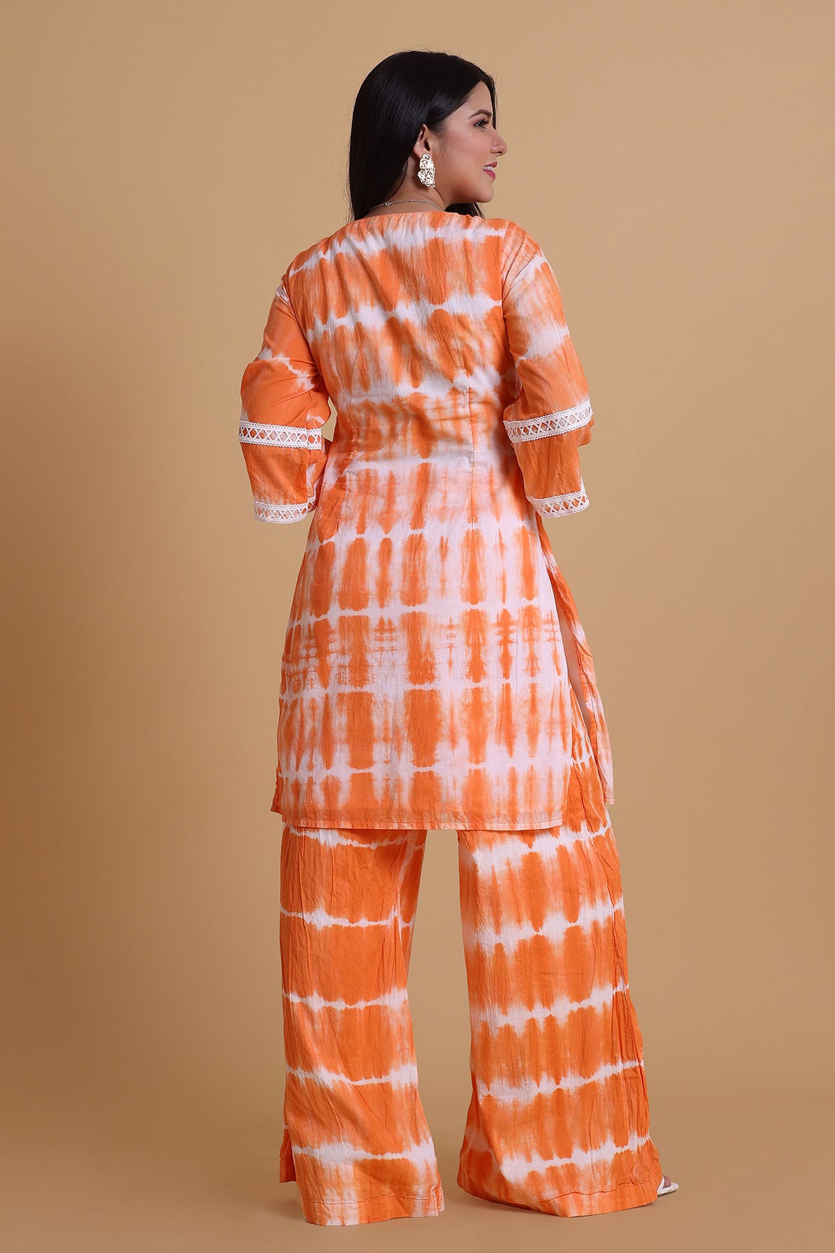 Orange Mulmul Short Kurta Set