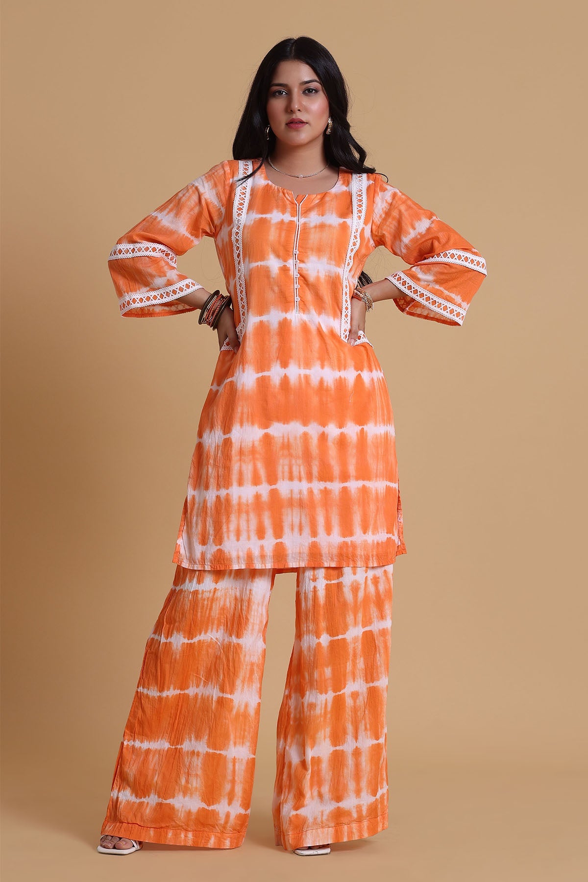 Buy Orange Mulmul Short Kurta Set by The House Of Shes for women online at ScrollnShops