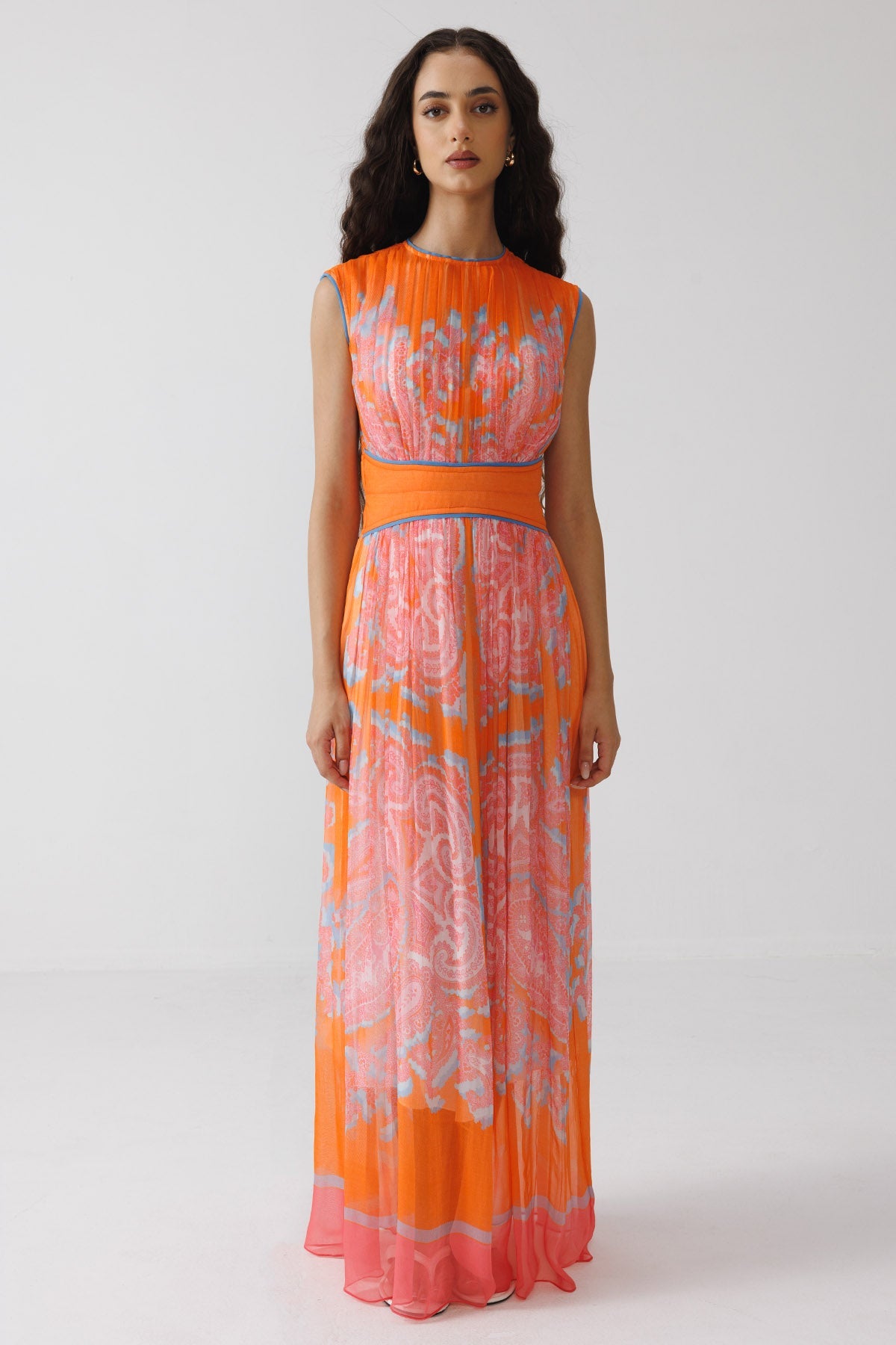 Buy Orange Paisley Print Maxi Dress for women by Reena Sharma online available at scrollnshops