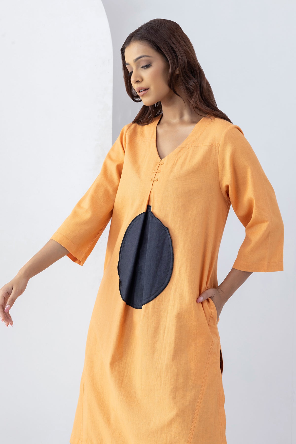 Orange Patchwork A-Line Tunic