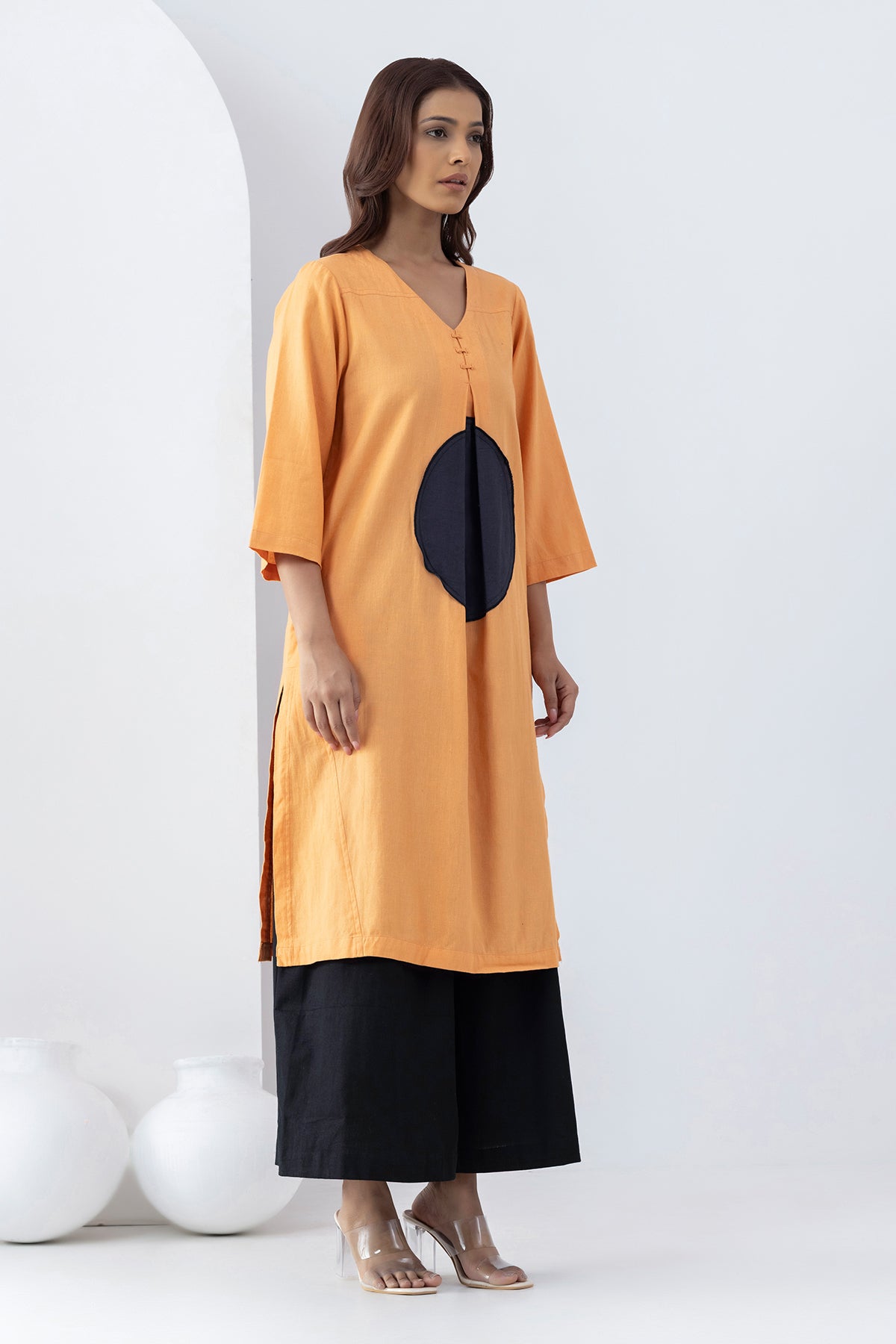 Orange Patchwork A-Line Tunic