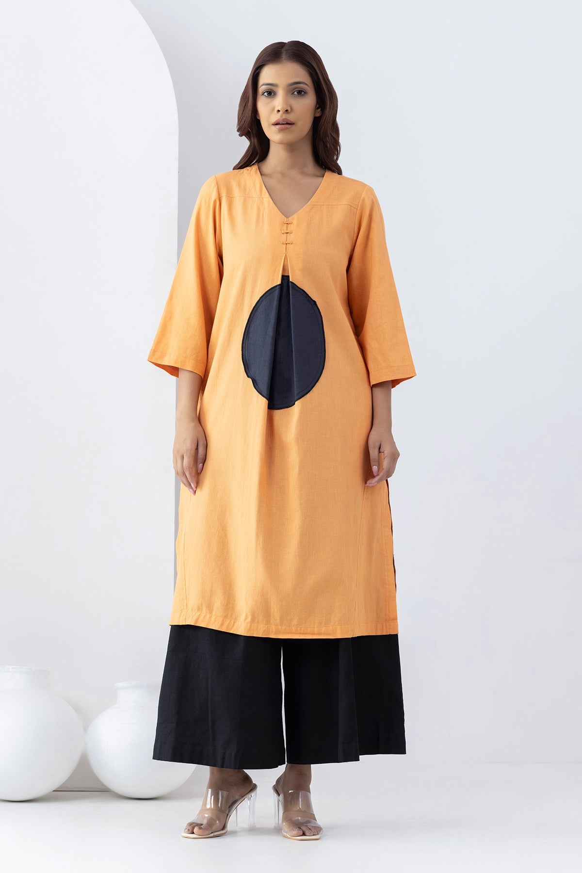 Buy Orange Patchwork A-Line Tunic by Markkah Studio for Women online at ScrollnShops