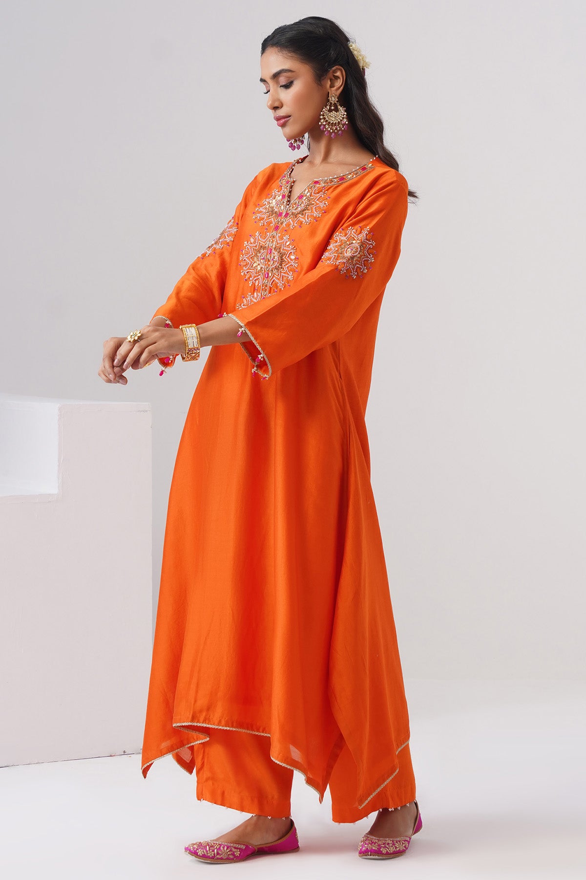 Orange Pearl Kurta And Pants