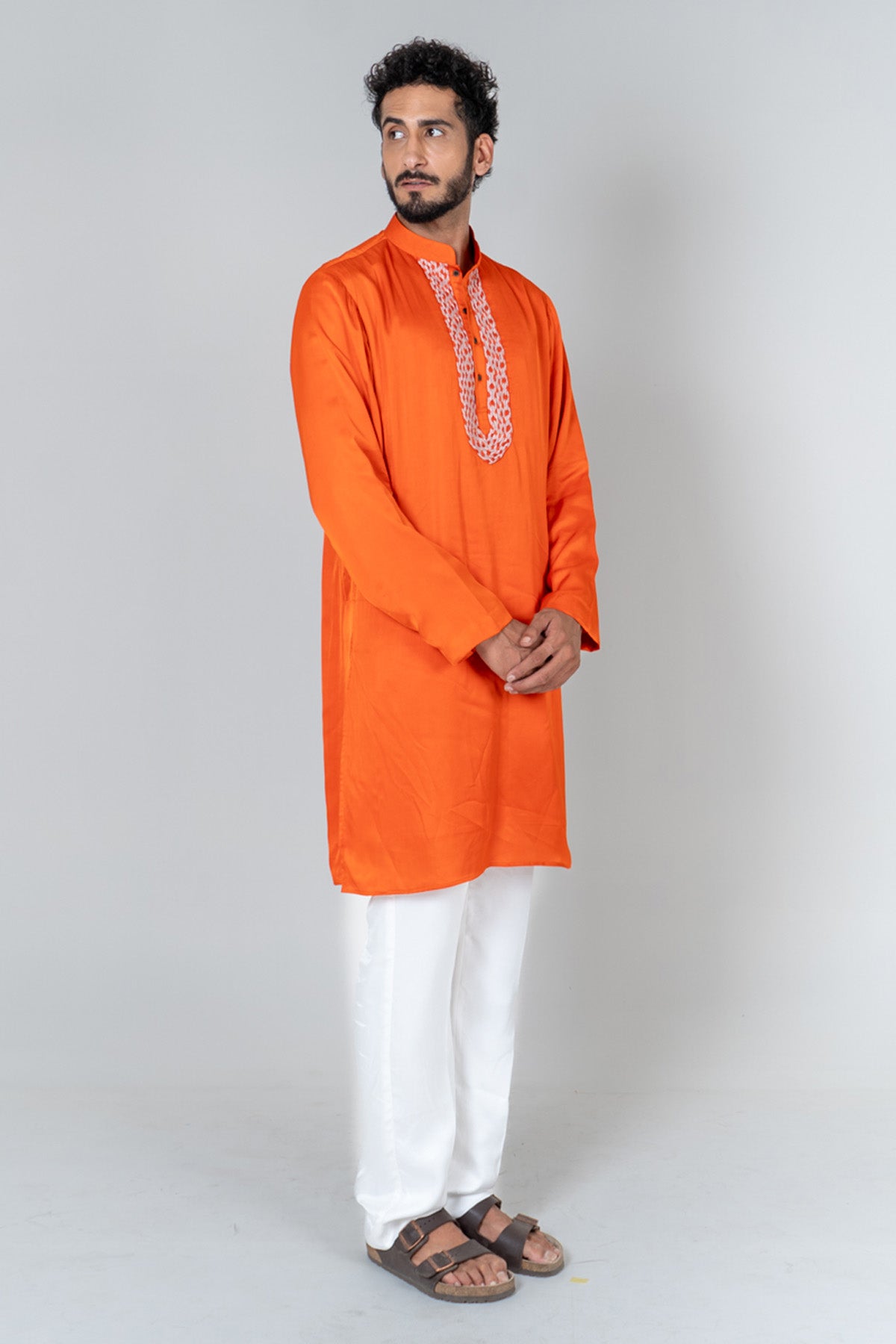 Orange & Pink Braid Kurta Set