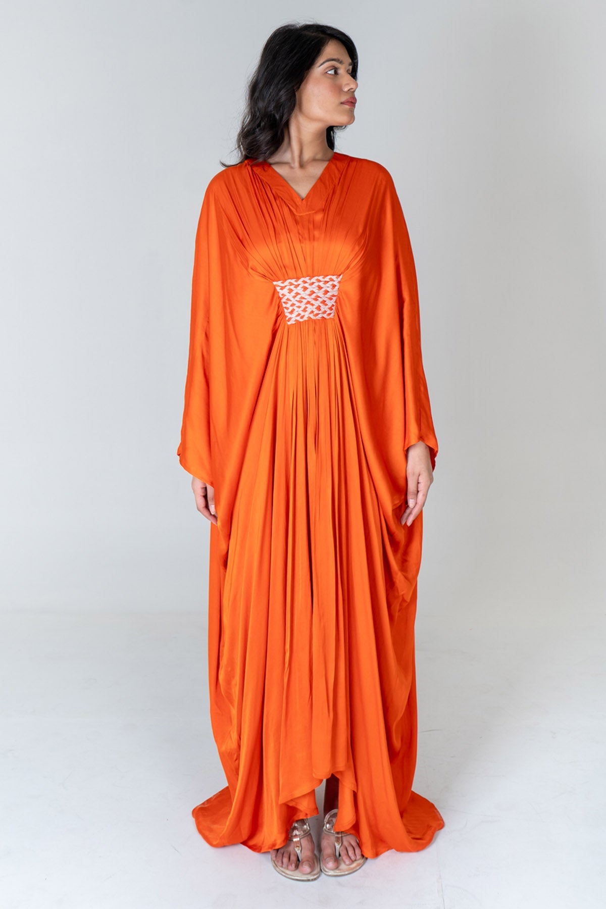 Buy Neora by Nehal ChopraOrange & Pink Braided Kaftan for Women Online