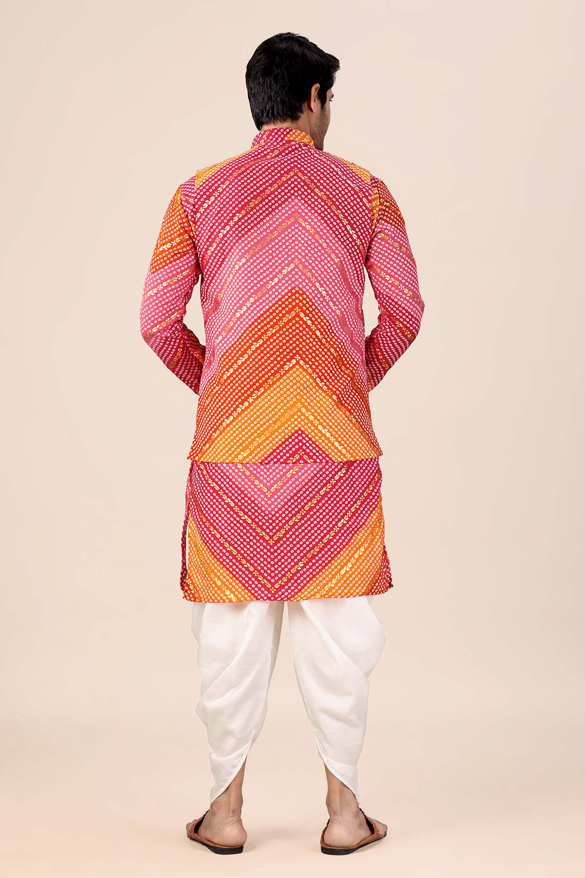 Orange & Pink Printed Bundi Set
