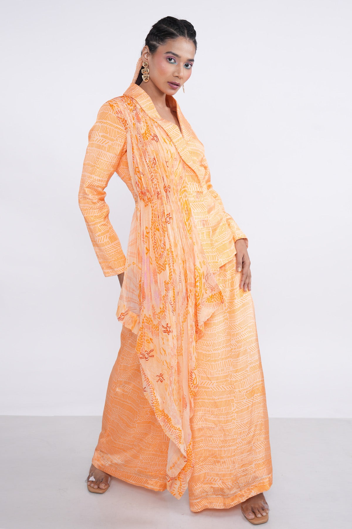 Orange Pleated Blazer & Pants