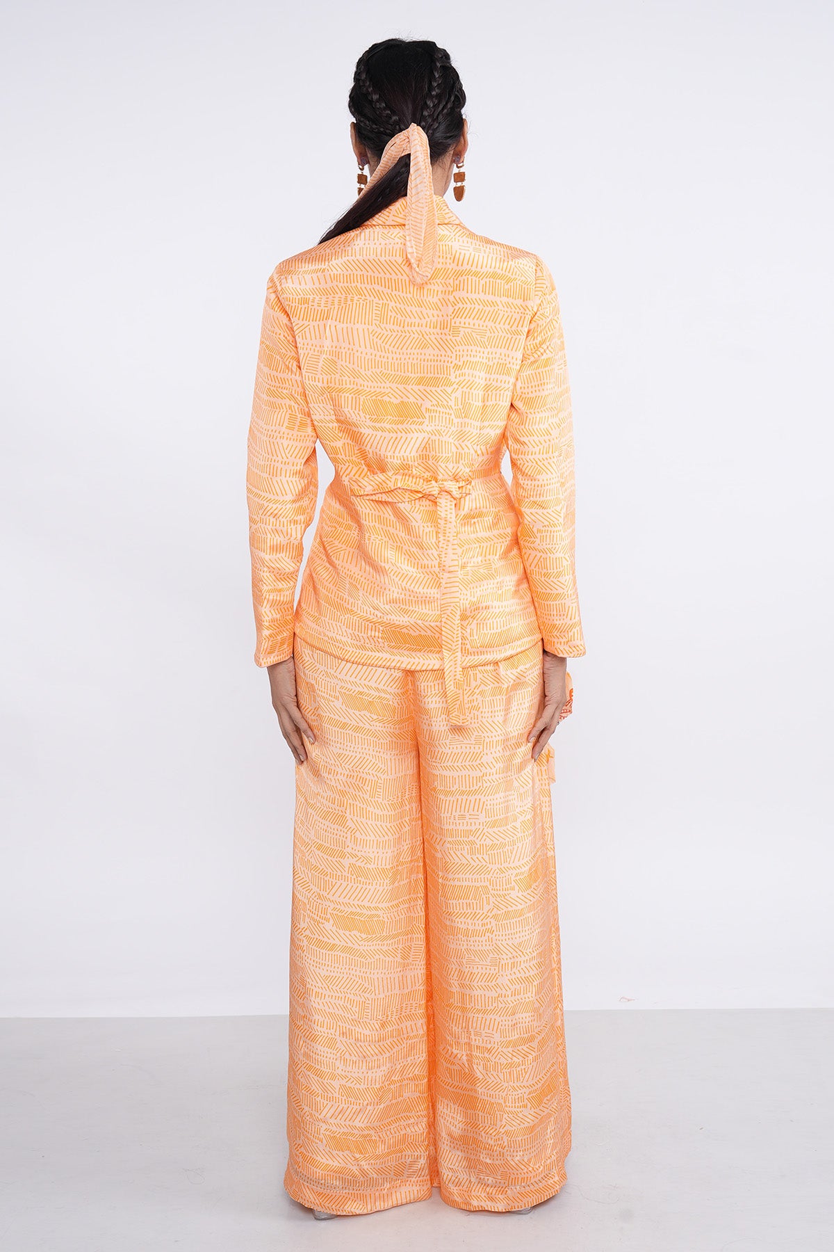 Orange Pleated Blazer & Pants
