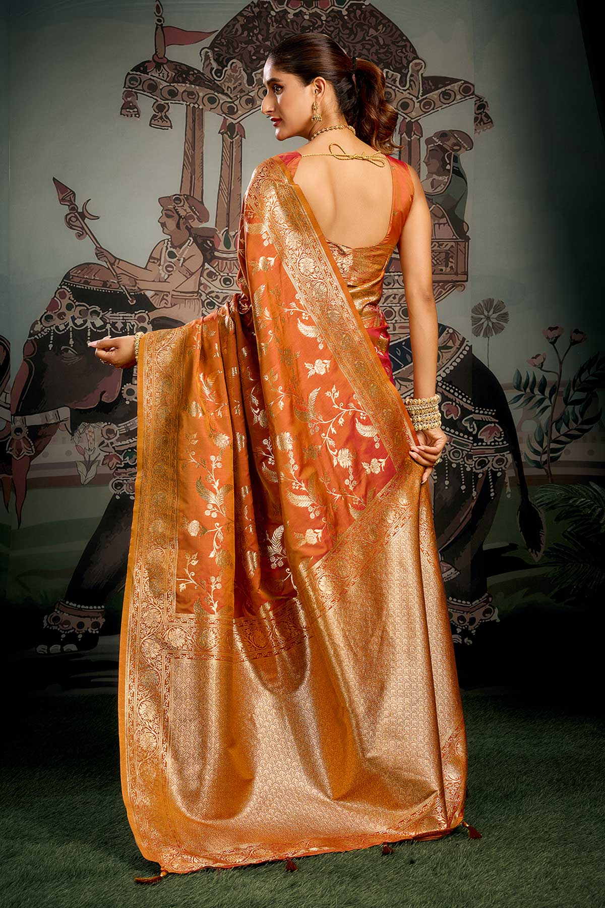 Orange Premium Soft Silk Saree