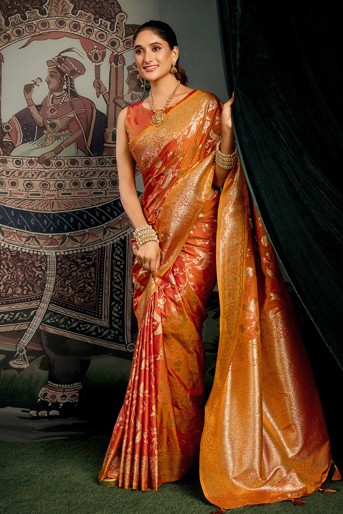 Orange Premium Soft Silk Saree