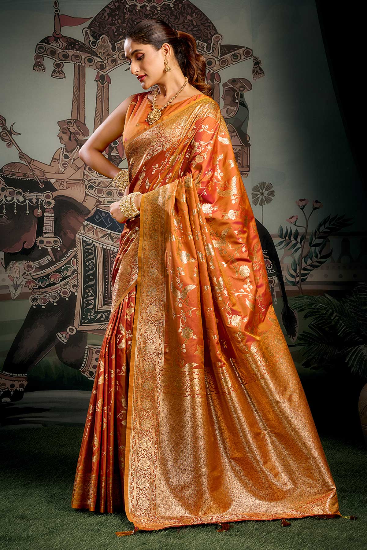 Orange Premium Soft Silk Saree