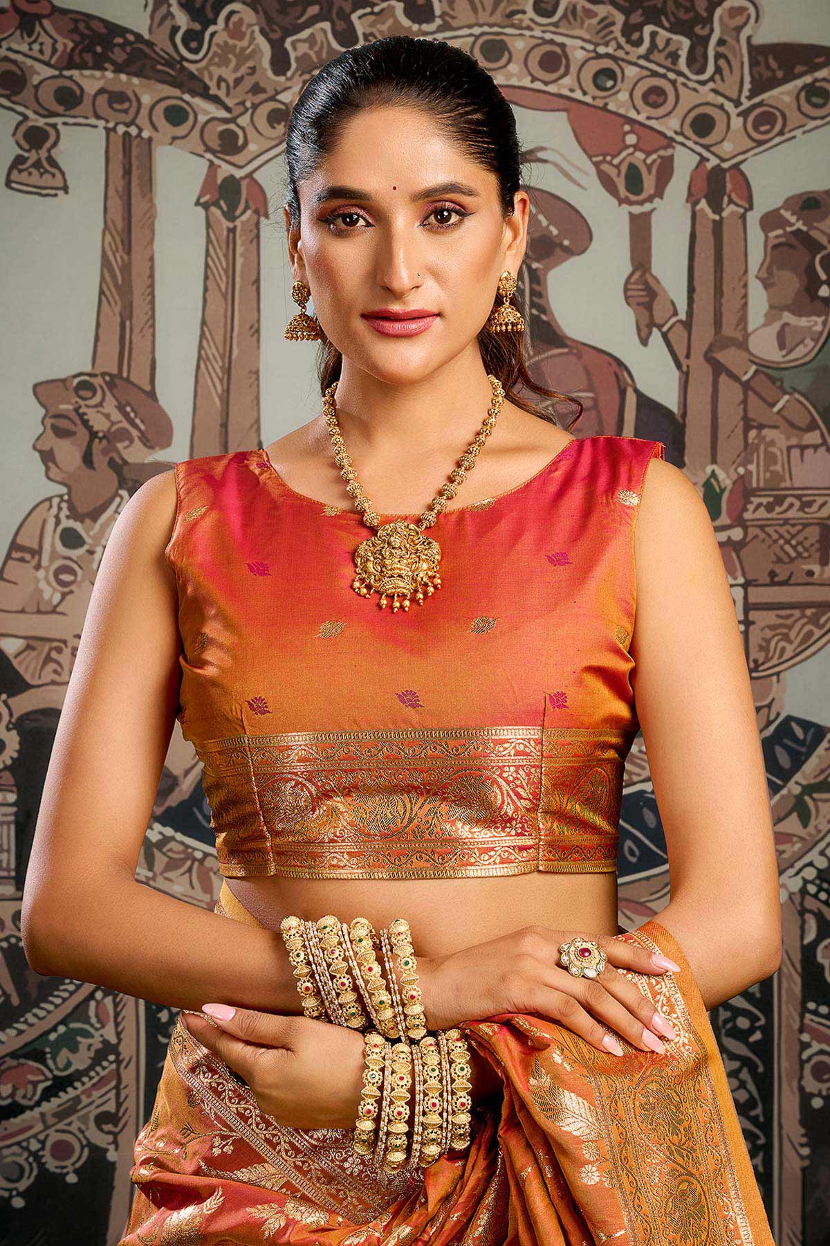 Orange Premium Soft Silk Saree