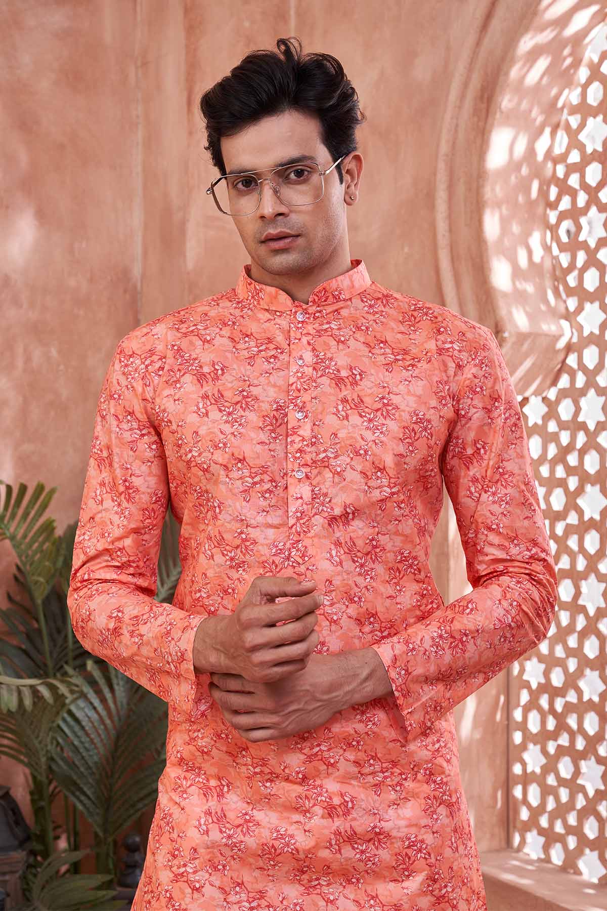 Orange Print 100% Cotton Kurta