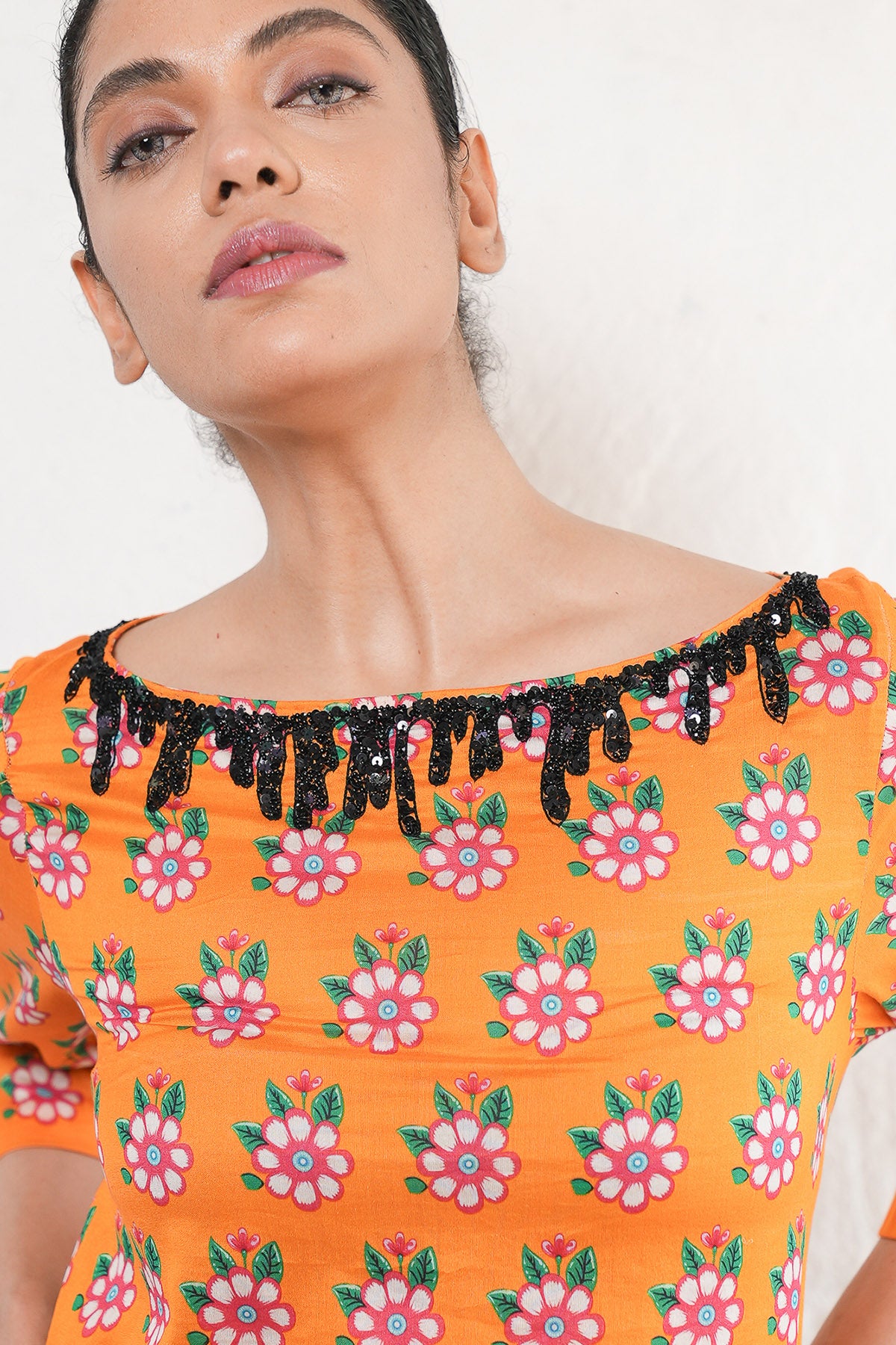 Orange Printed Kurta & Palazzo