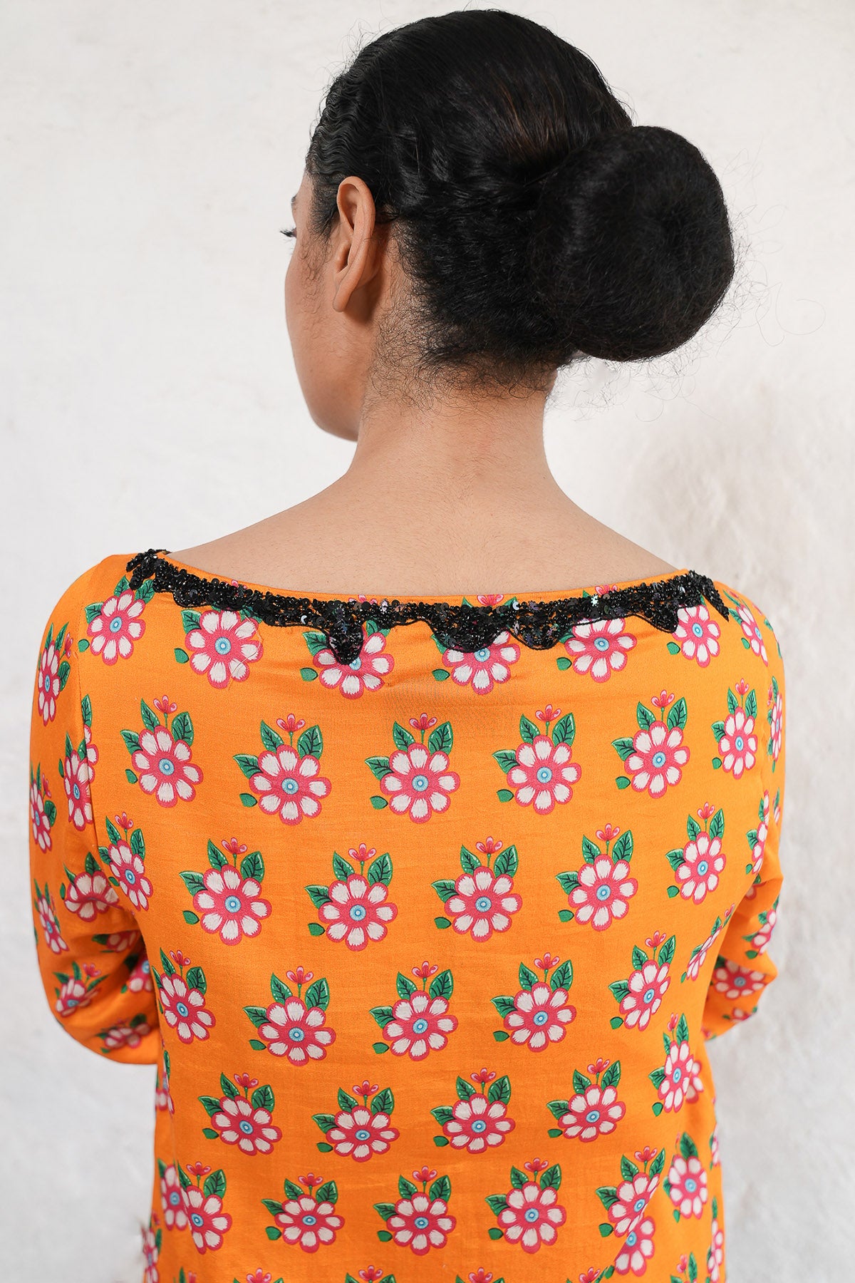 Orange Printed Kurta & Palazzo