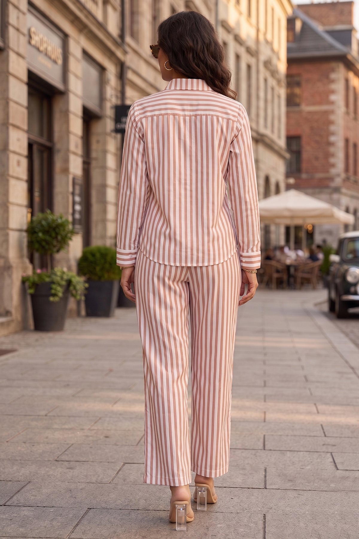 Orange Pure Cotton Stripe Pants