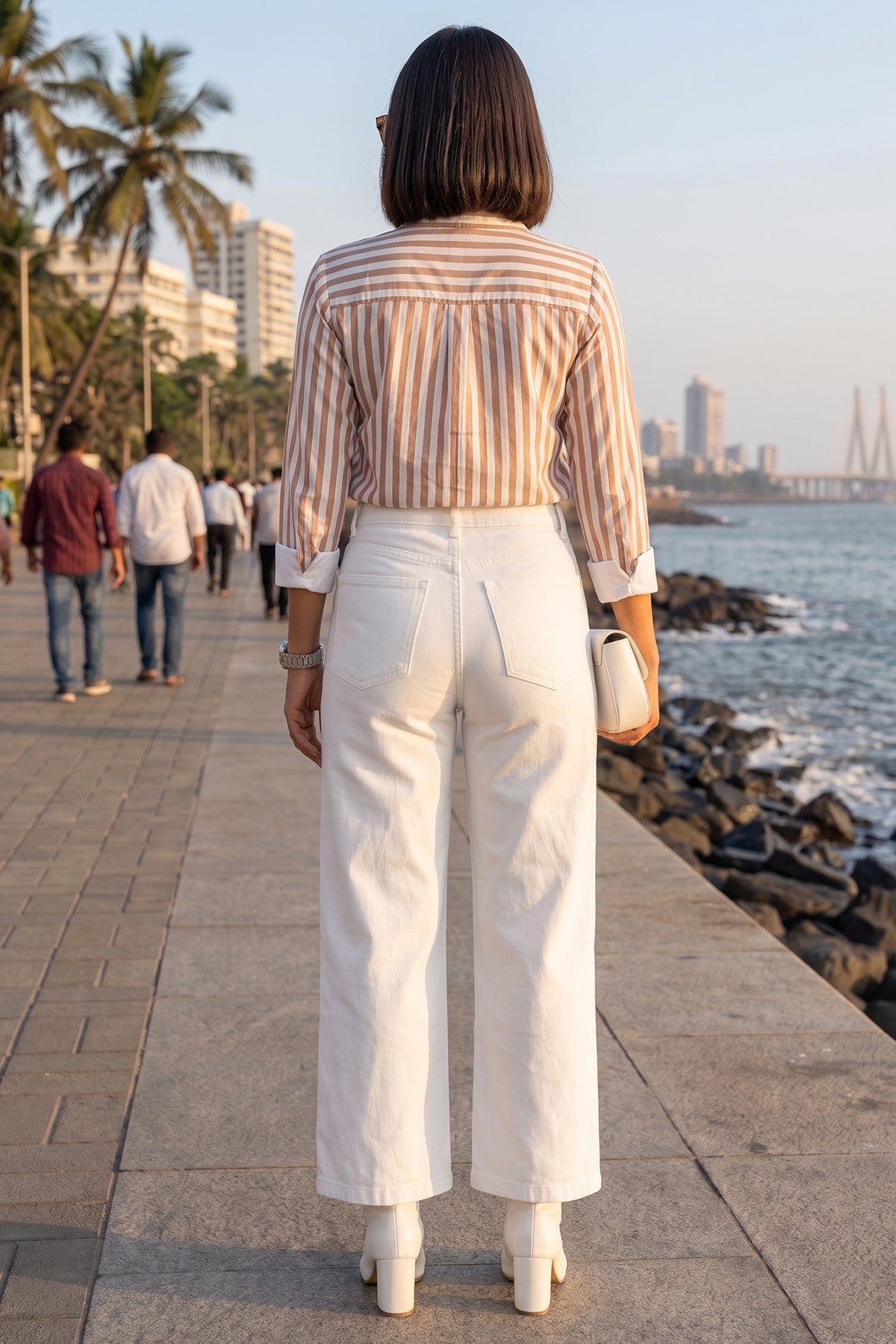 Orange Pure Cotton Stripe Shirt