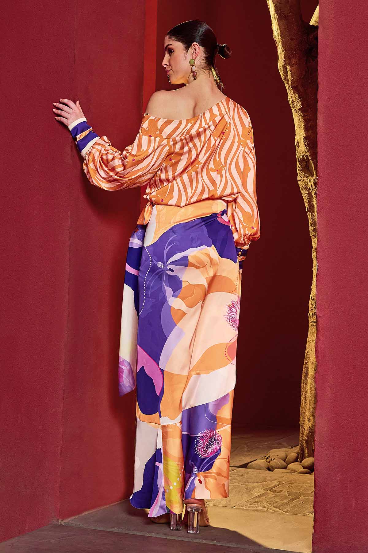 Orange & Purple Top & Wrap Skirt