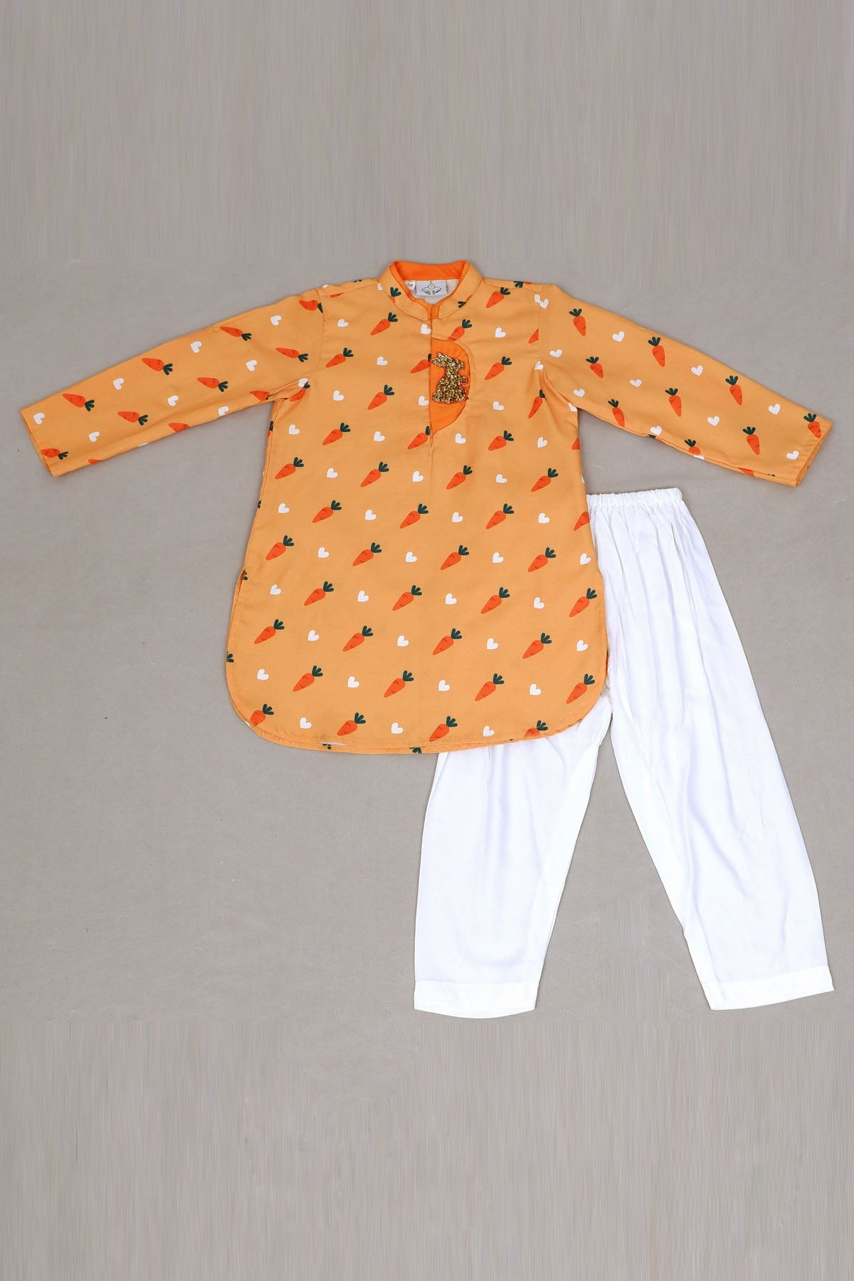 Designer Little Brats Orange Rayon Kurta Set For Kids Available online at ScrollnShops