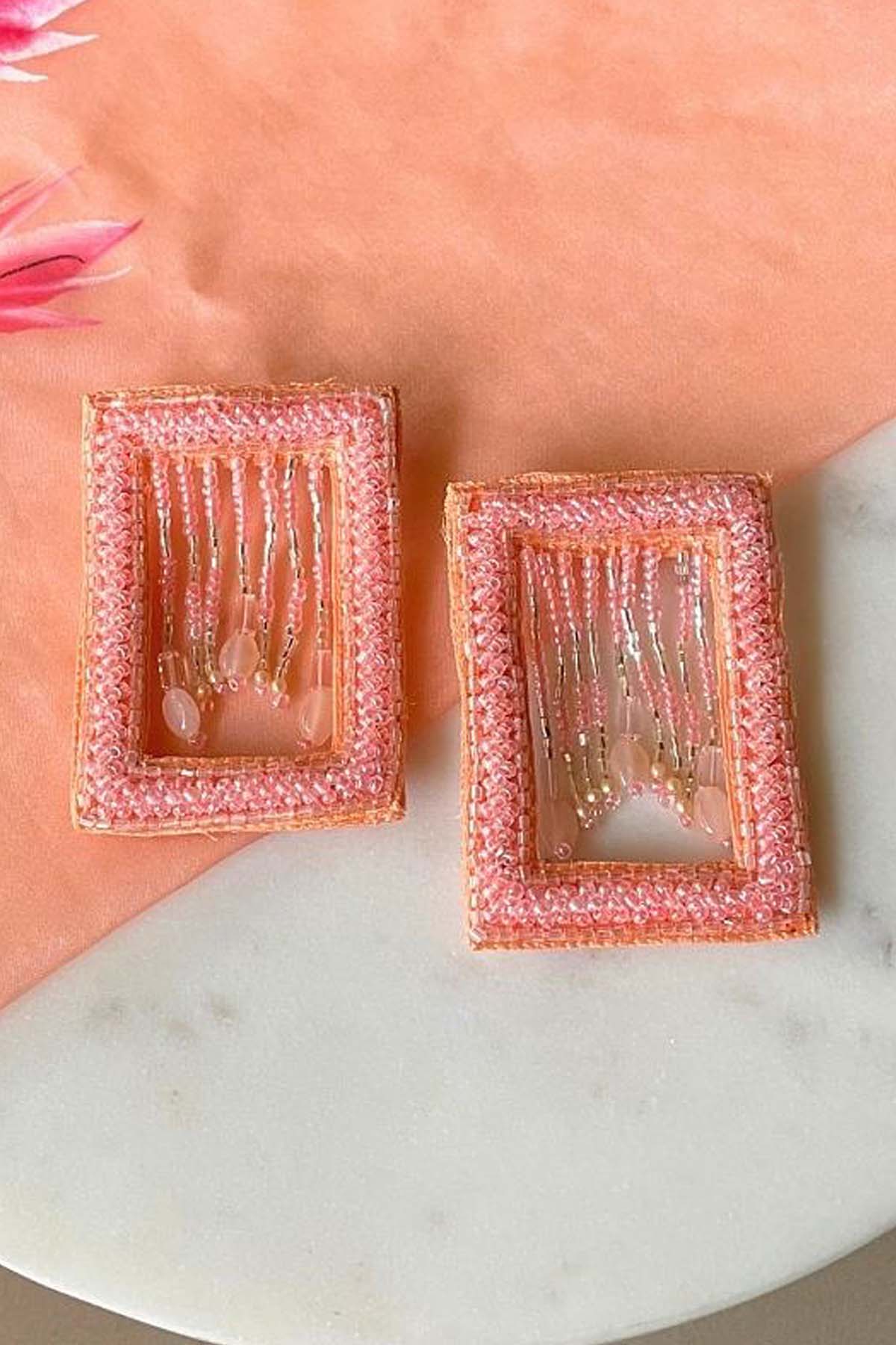 Orange Rectangular Earrings