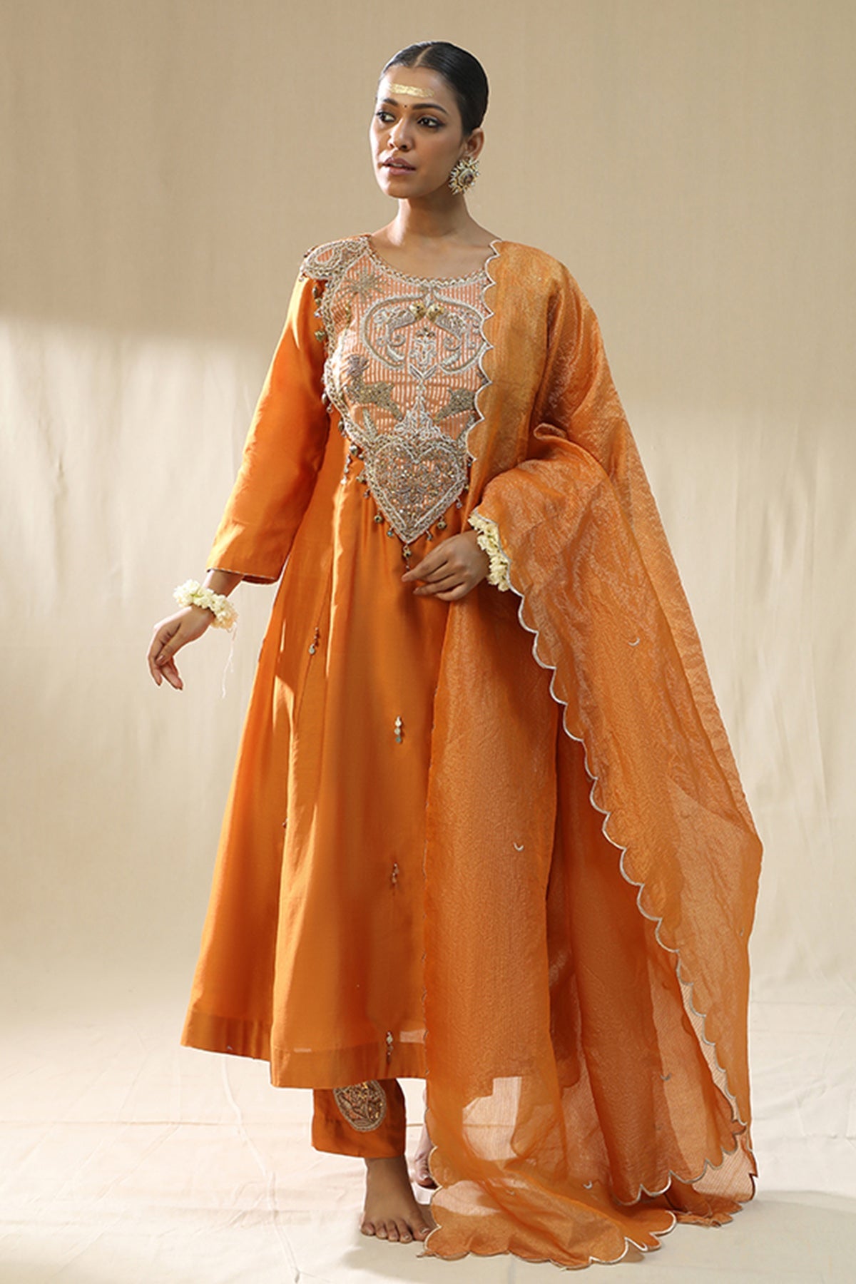 Buy Orange Round Neck Kurta Set by Arpita Sulakshana for women online at ScrollnShops