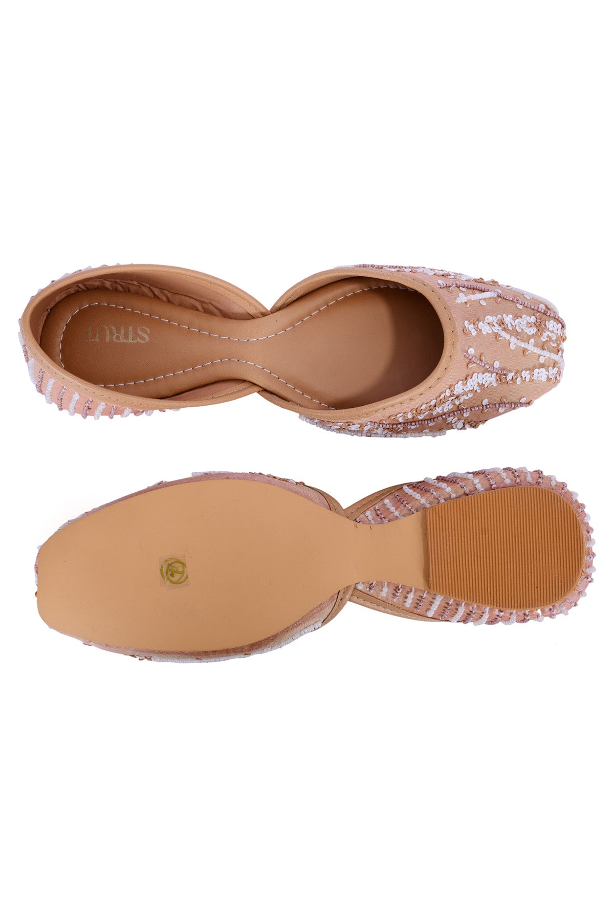 Orange Sequins Embroidered Jutti