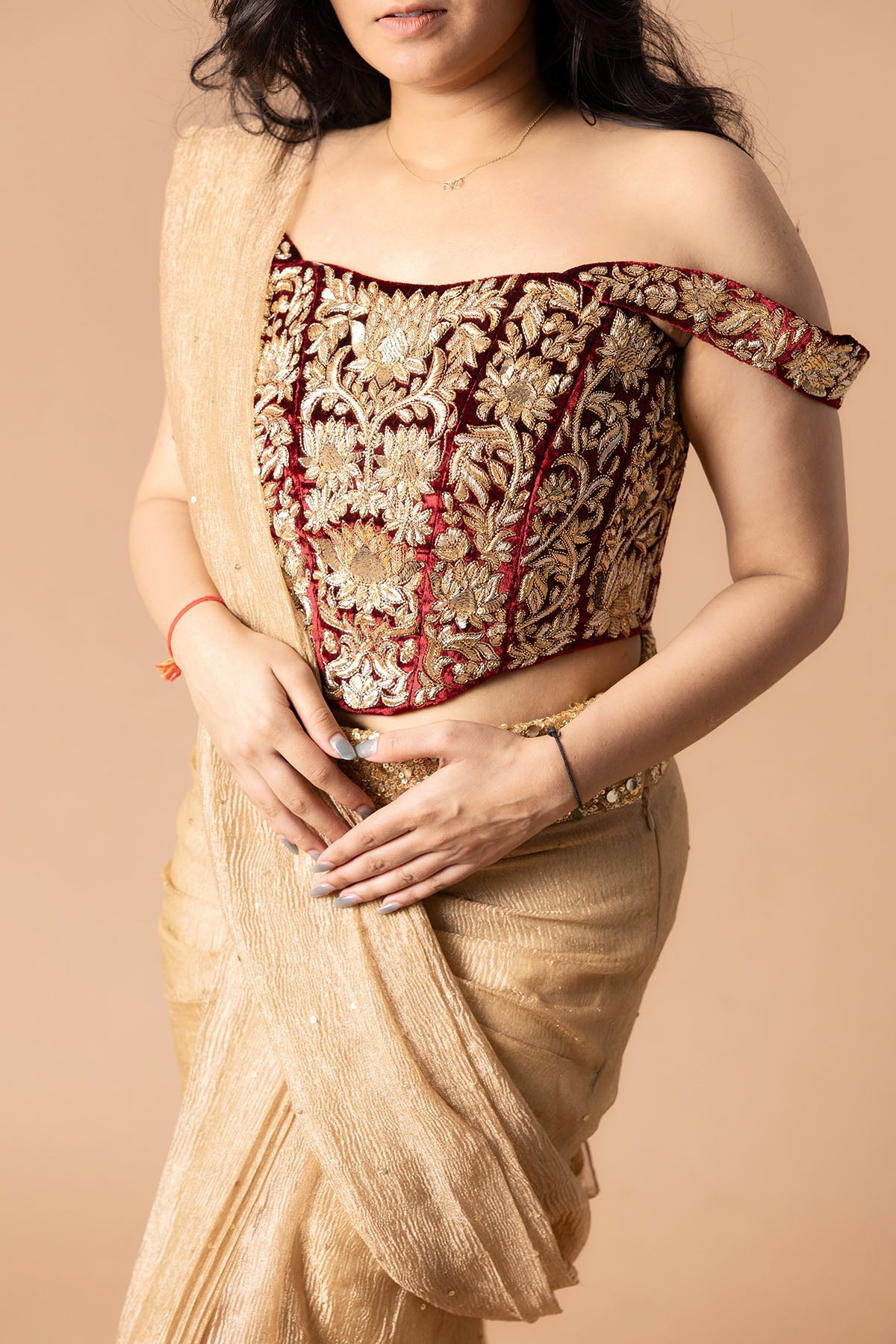 Orange Sequins Zari Lehenga Set