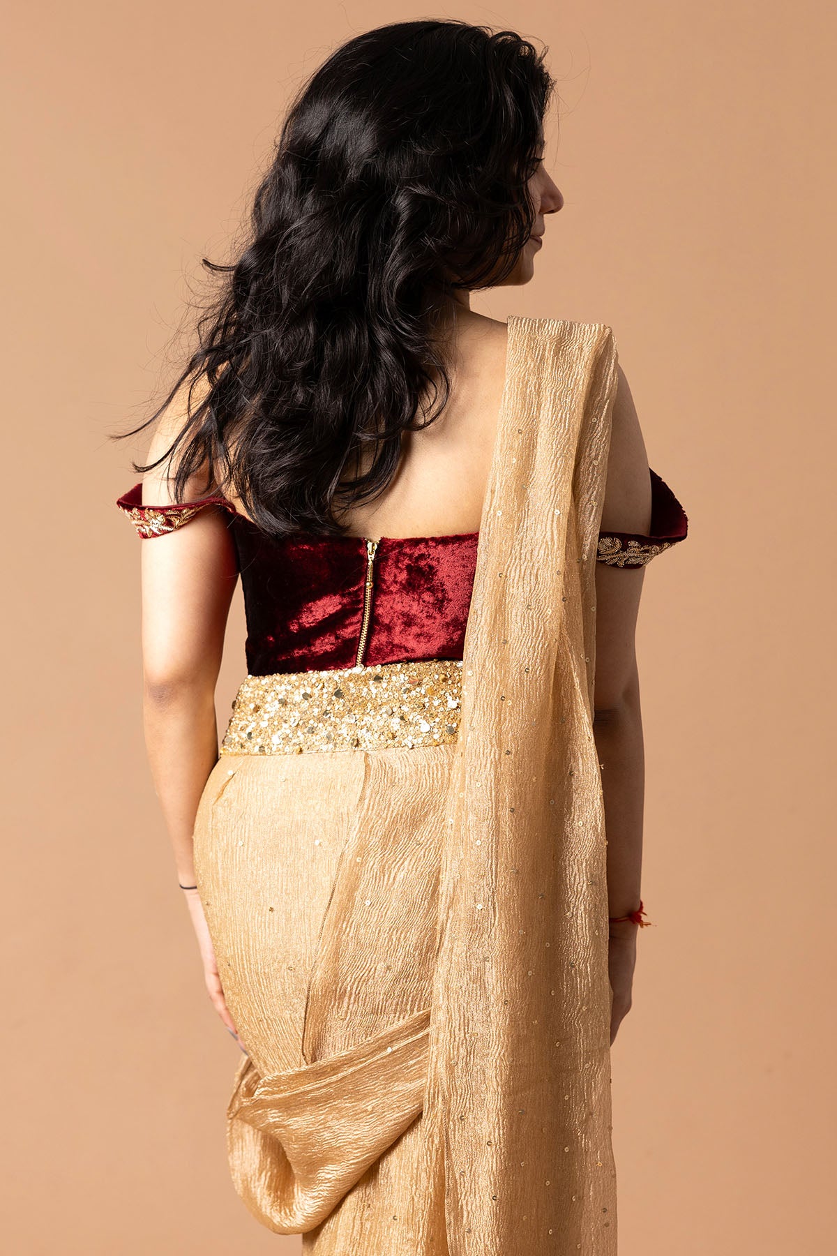 Orange Sequins Zari Lehenga Set