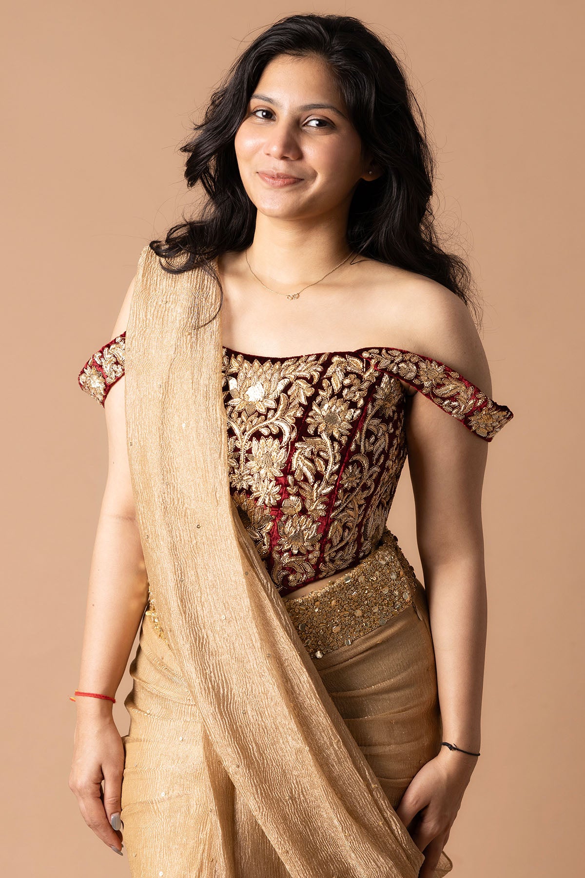 Orange Sequins Zari Lehenga Set