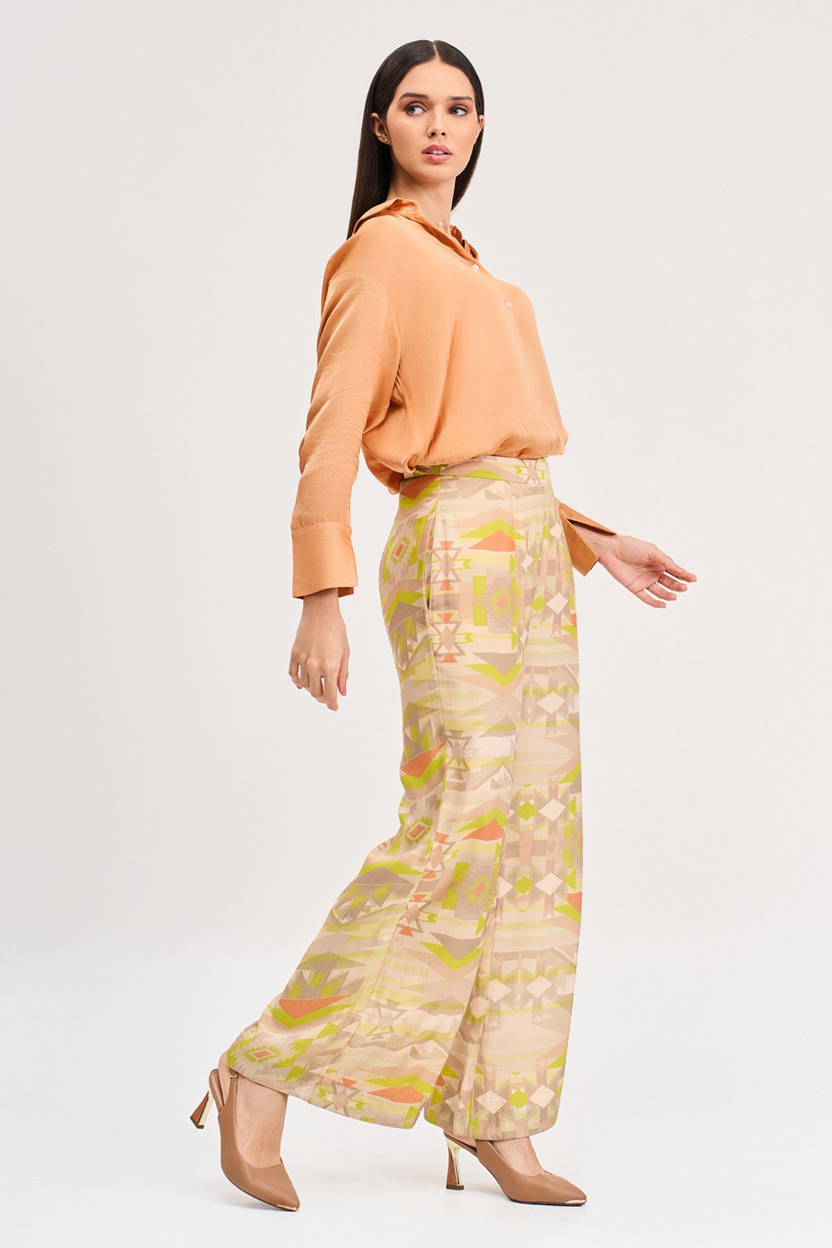 Orange Shirt & Printed Pants