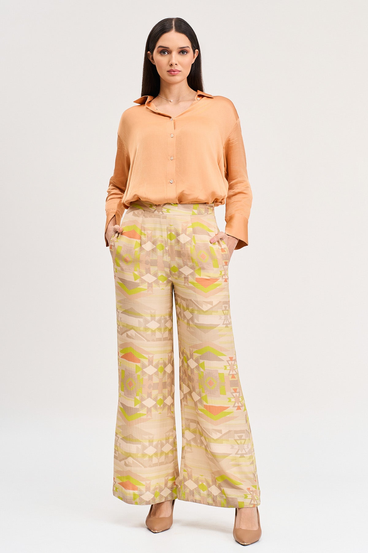 Buy Orange Shirt & Printed Pants by Koswi for women online at ScrollnShops