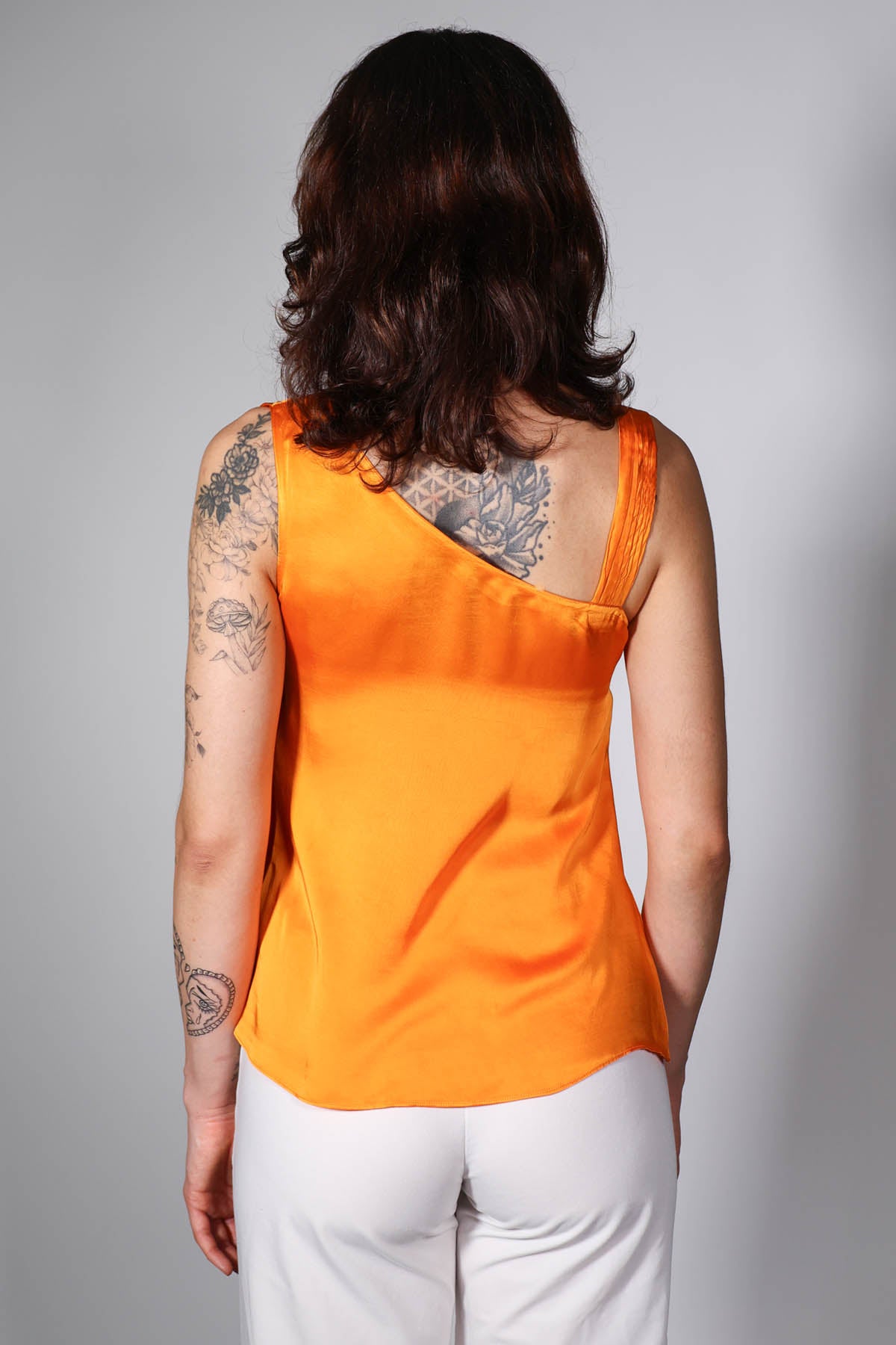 Orange Sleeveless Draped Top