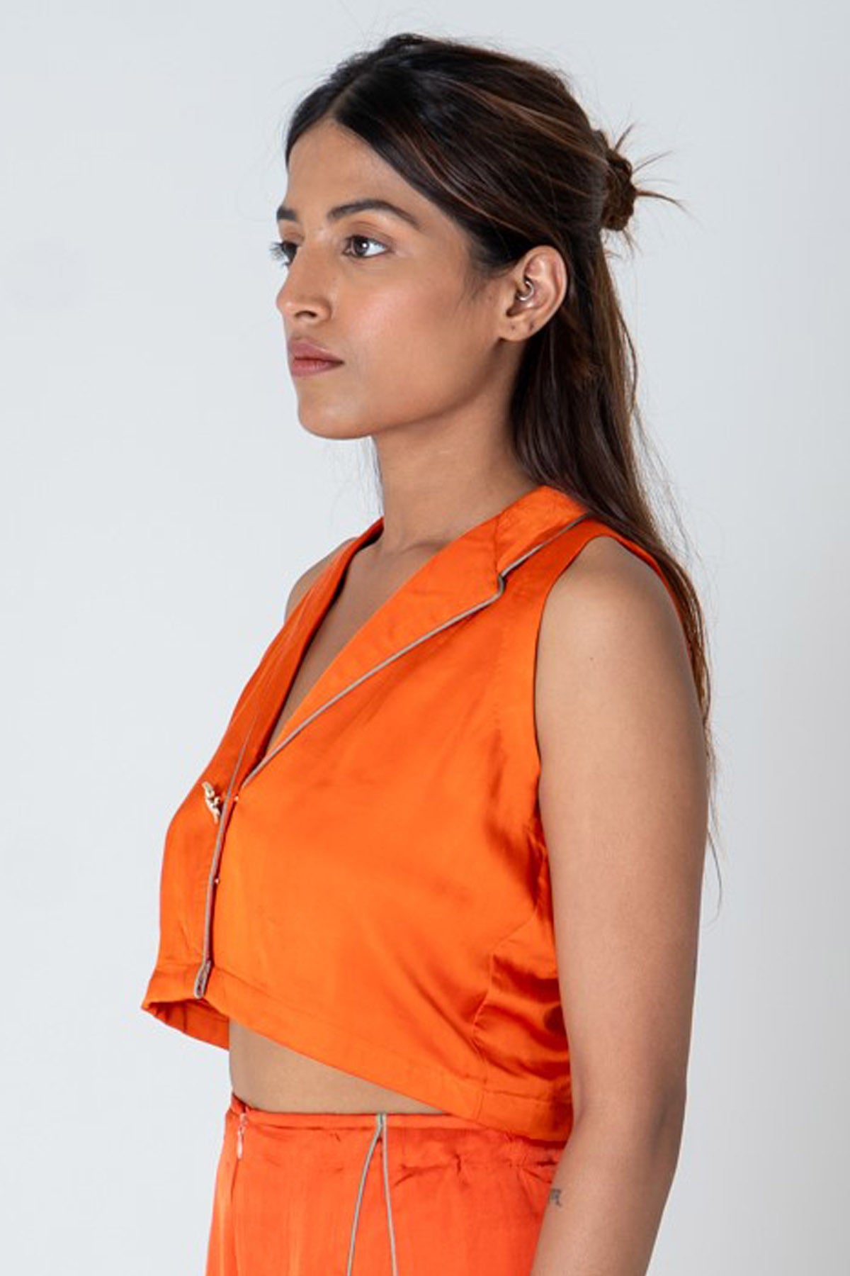 Orange Sleeveless Waistcoat Top