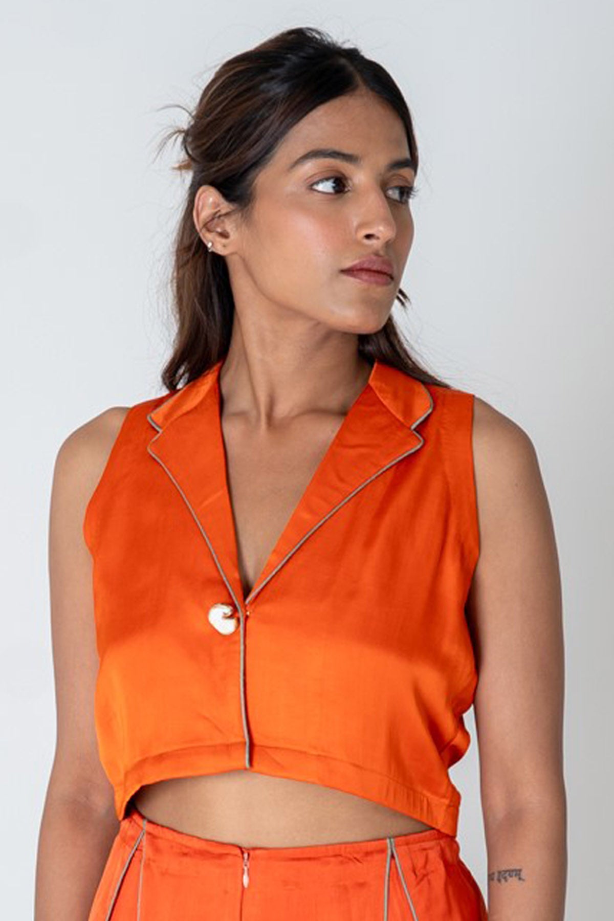 Orange Sleeveless Waistcoat Top