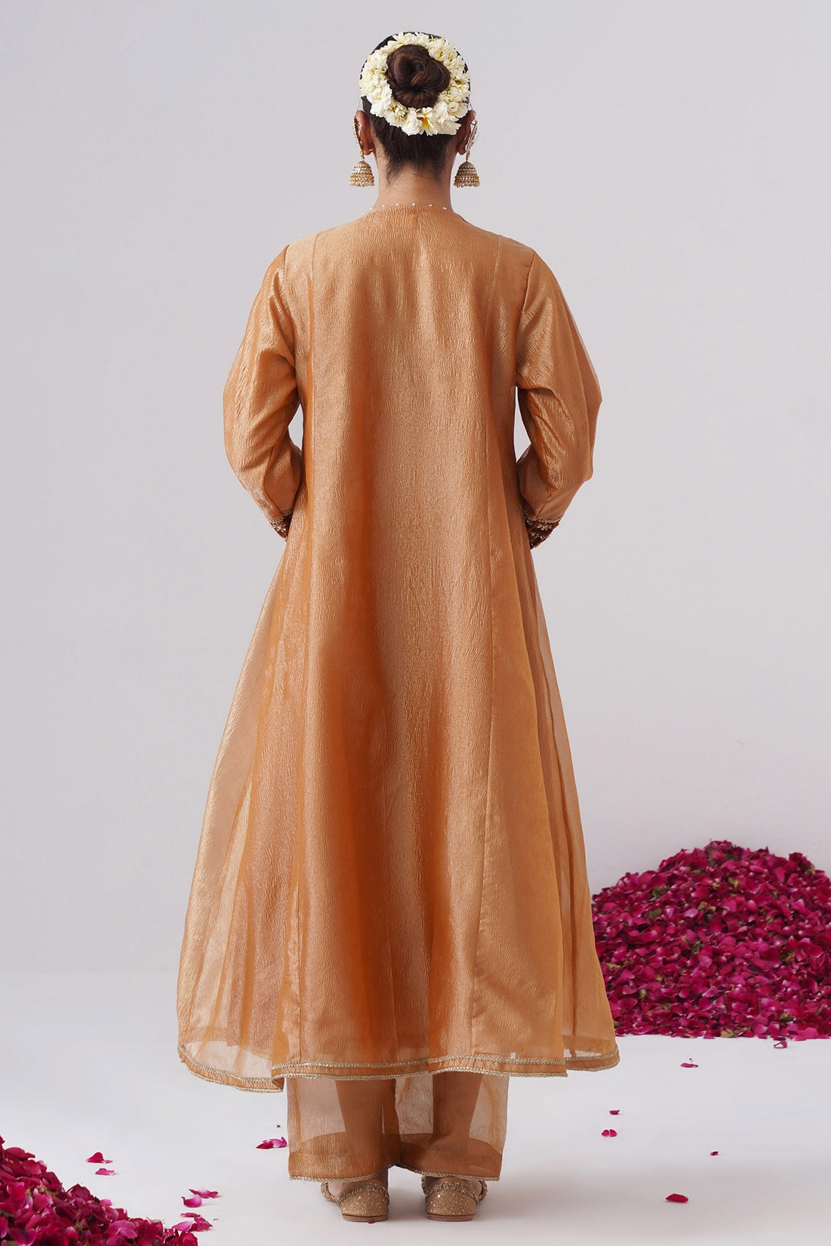 Orange Tissue Silk Anarkali Set