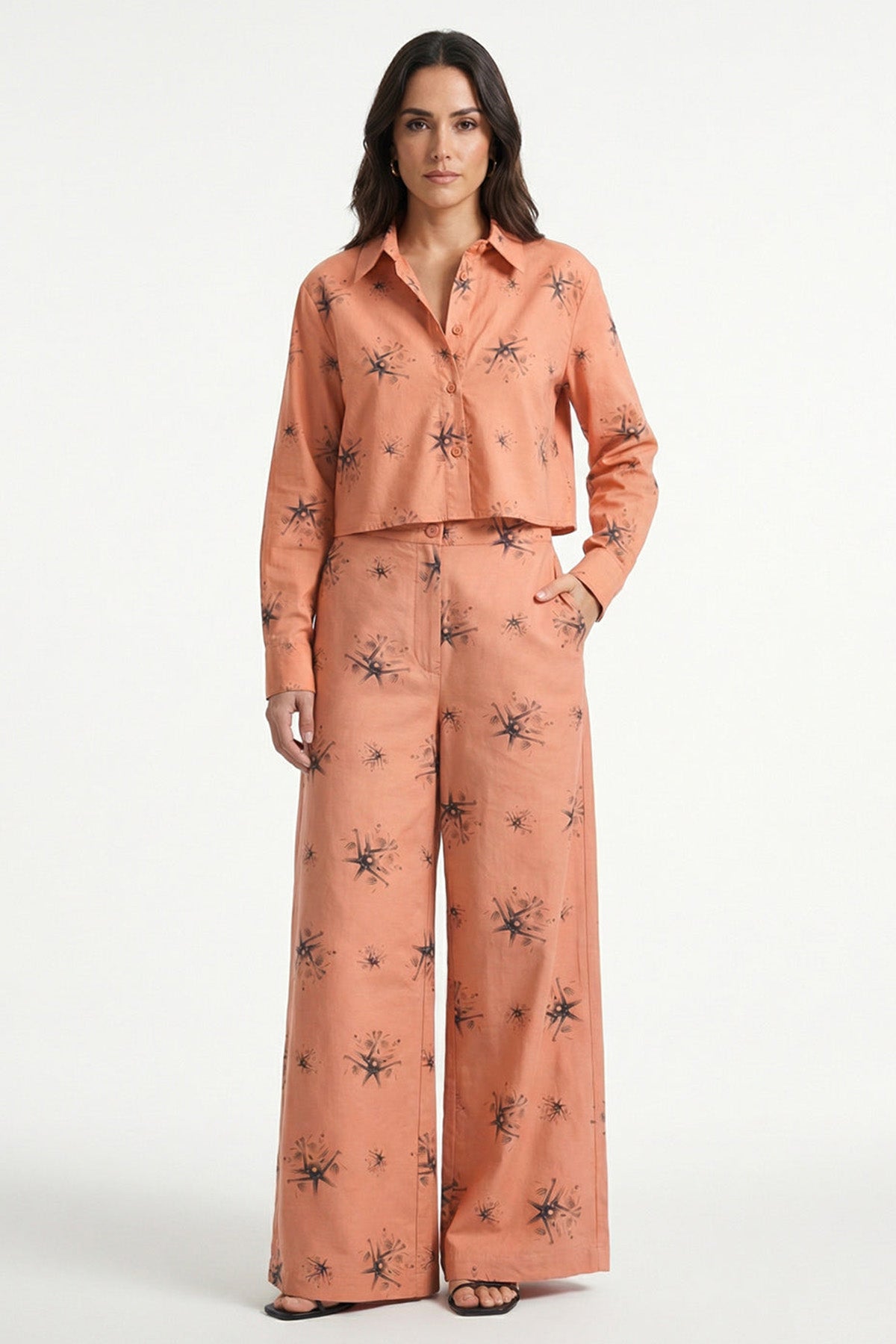 Buy Orange Viscose Blend Wide Pant for women by Tezhhomayaa online available at scrollnshops