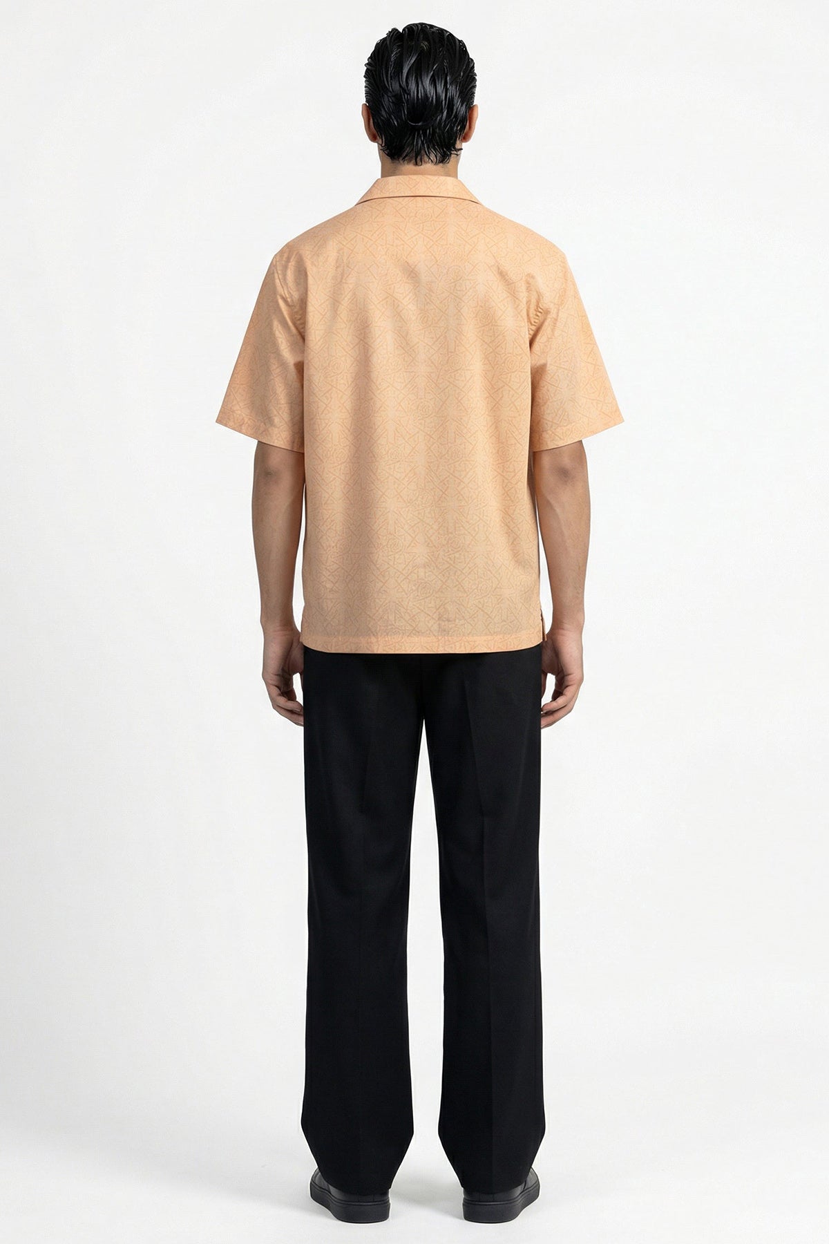Orange Viscose Collared Shirt
