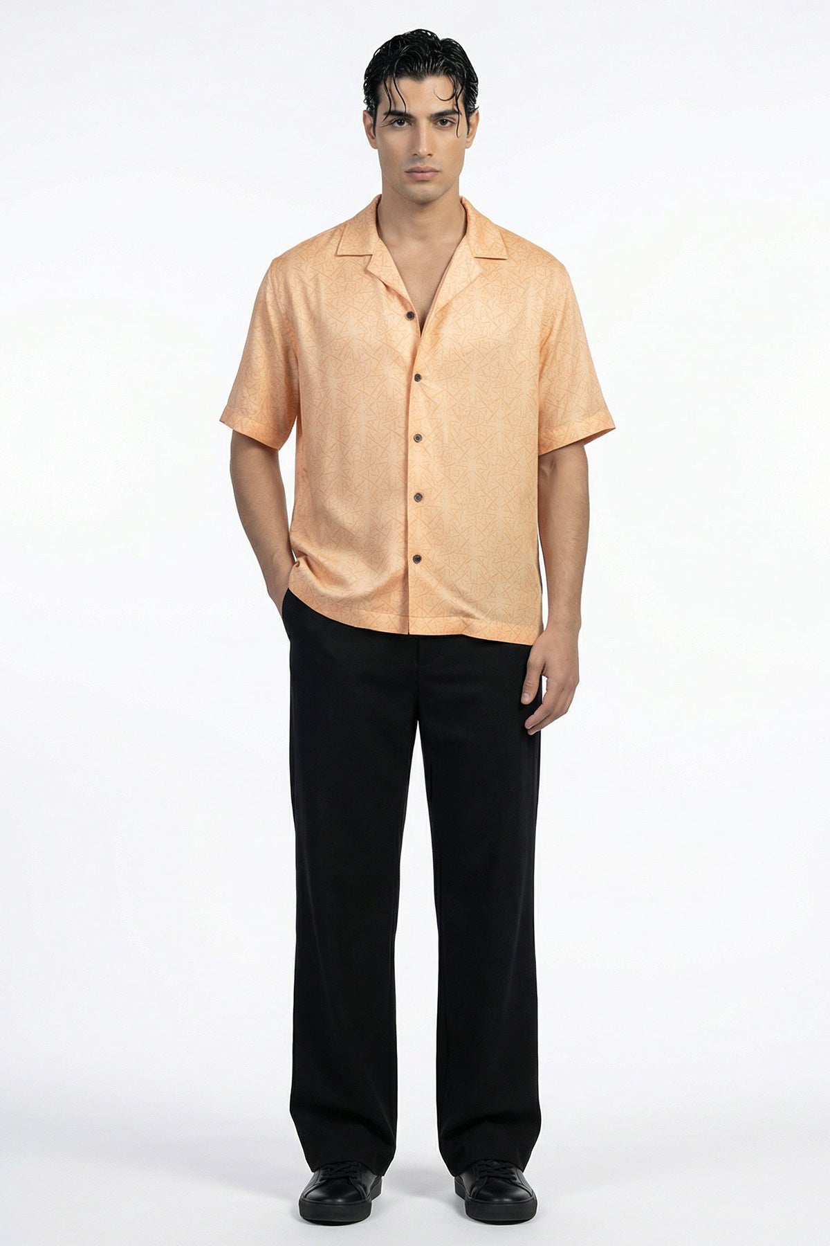 Buy Orange Viscose Collared Shirt for men by Tezhhomayaa online available at scrollnshops