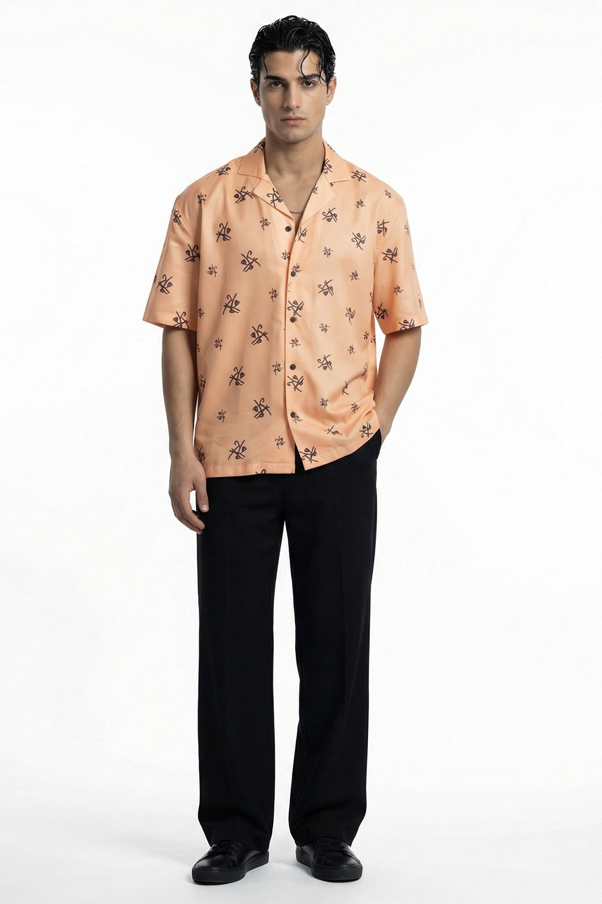 Buy Orange Viscose Detailed Shirt for men by Tezhhomayaa online available at scrollnshops