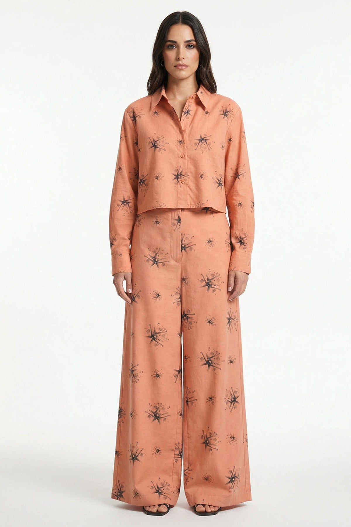 Buy Orange Viscose Sleek Crop Shirt for women by Tezhhomayaa online available at scrollnshops