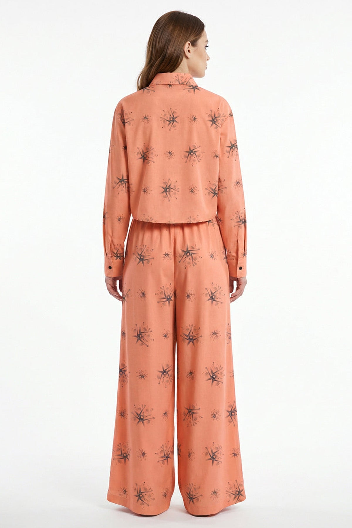 Orange Viscose Sleek Crop Shirt