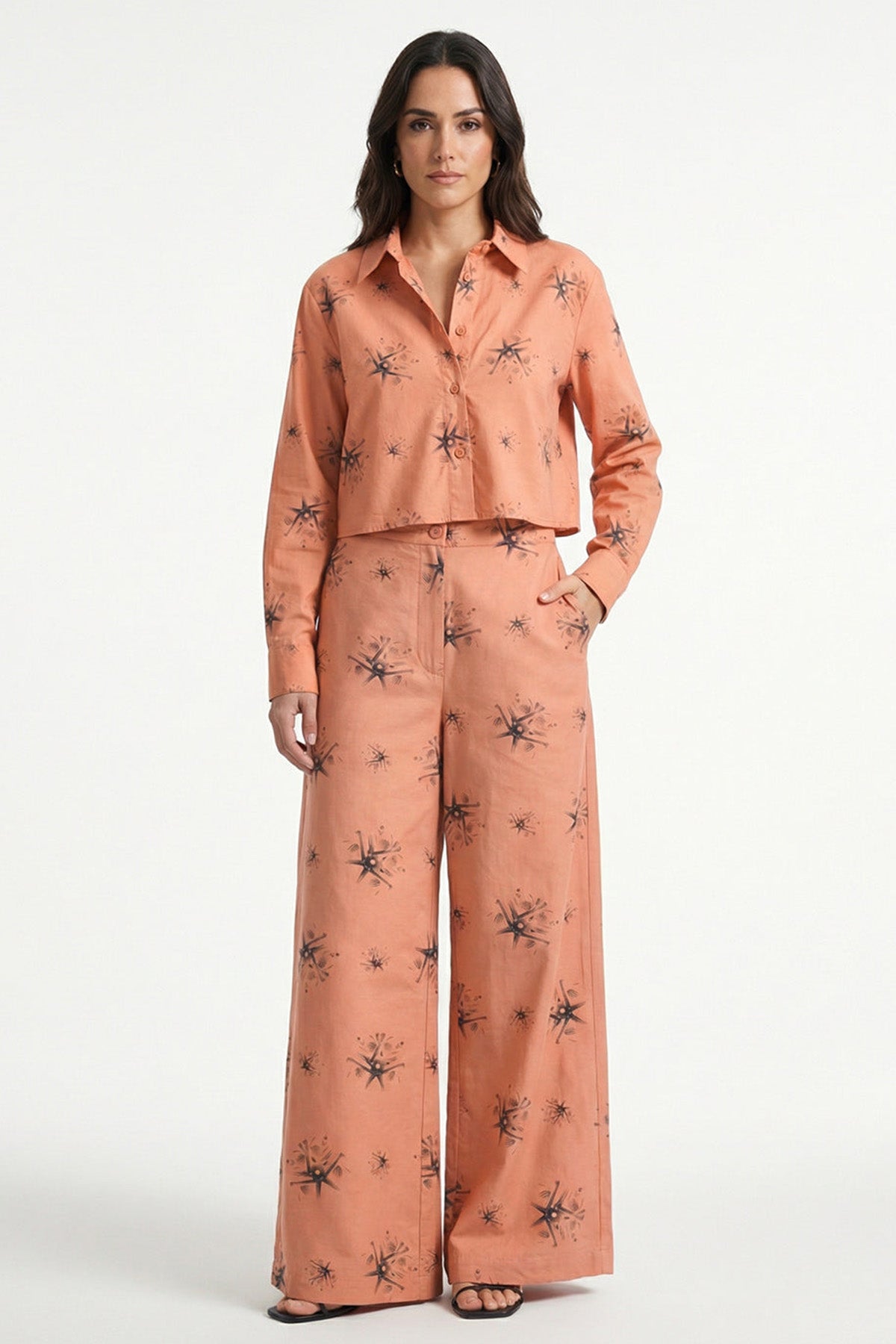 Orange Viscose Sleek Crop Shirt