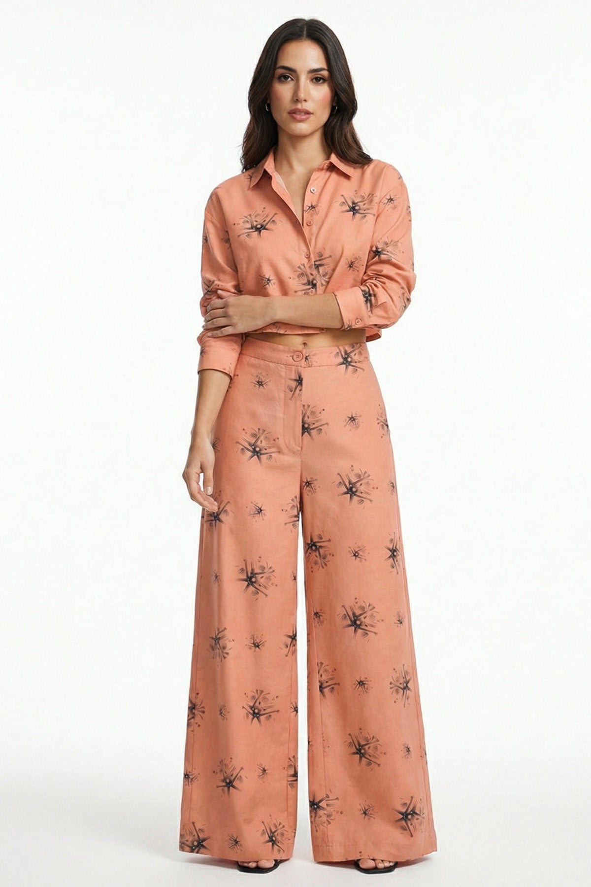 Orange Viscose Sleek Crop Shirt