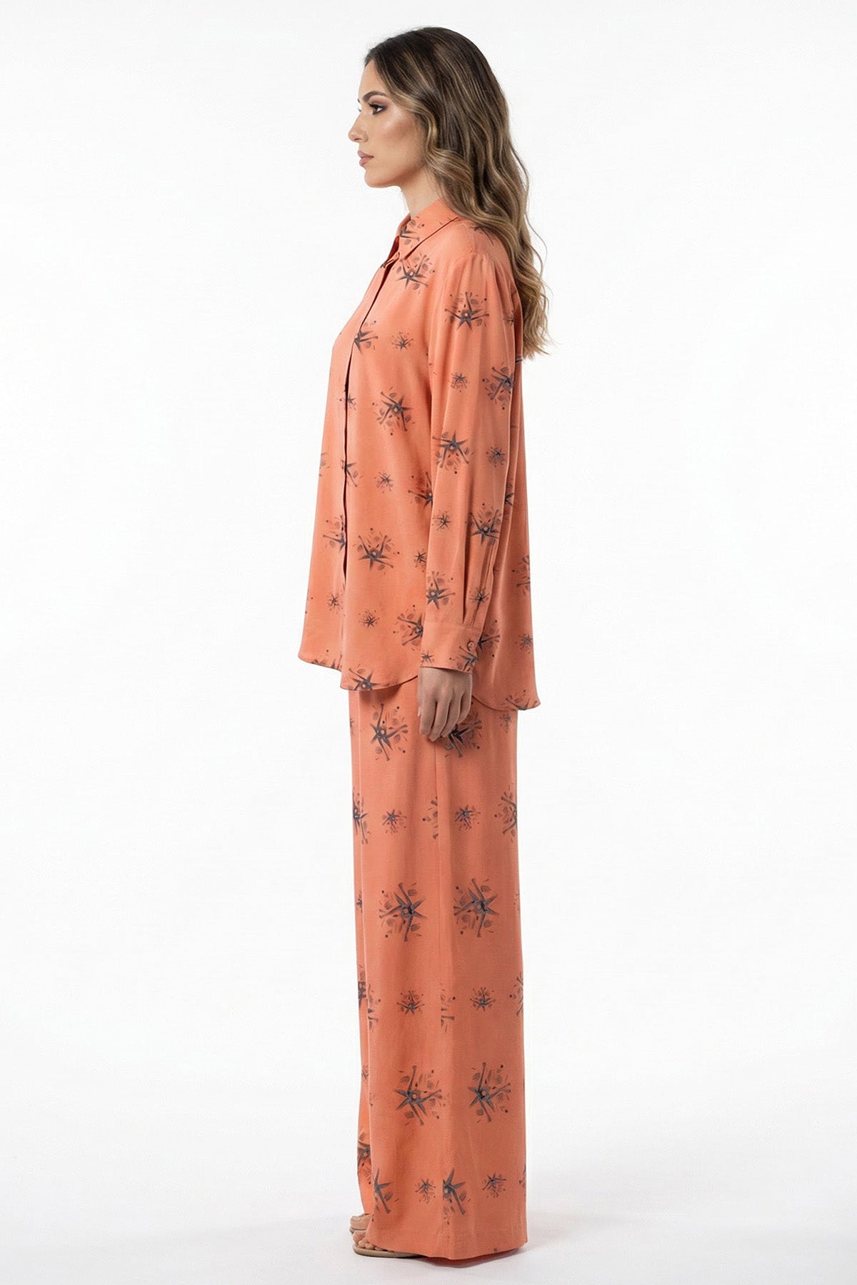 Orange Viscose Tailored Shirt