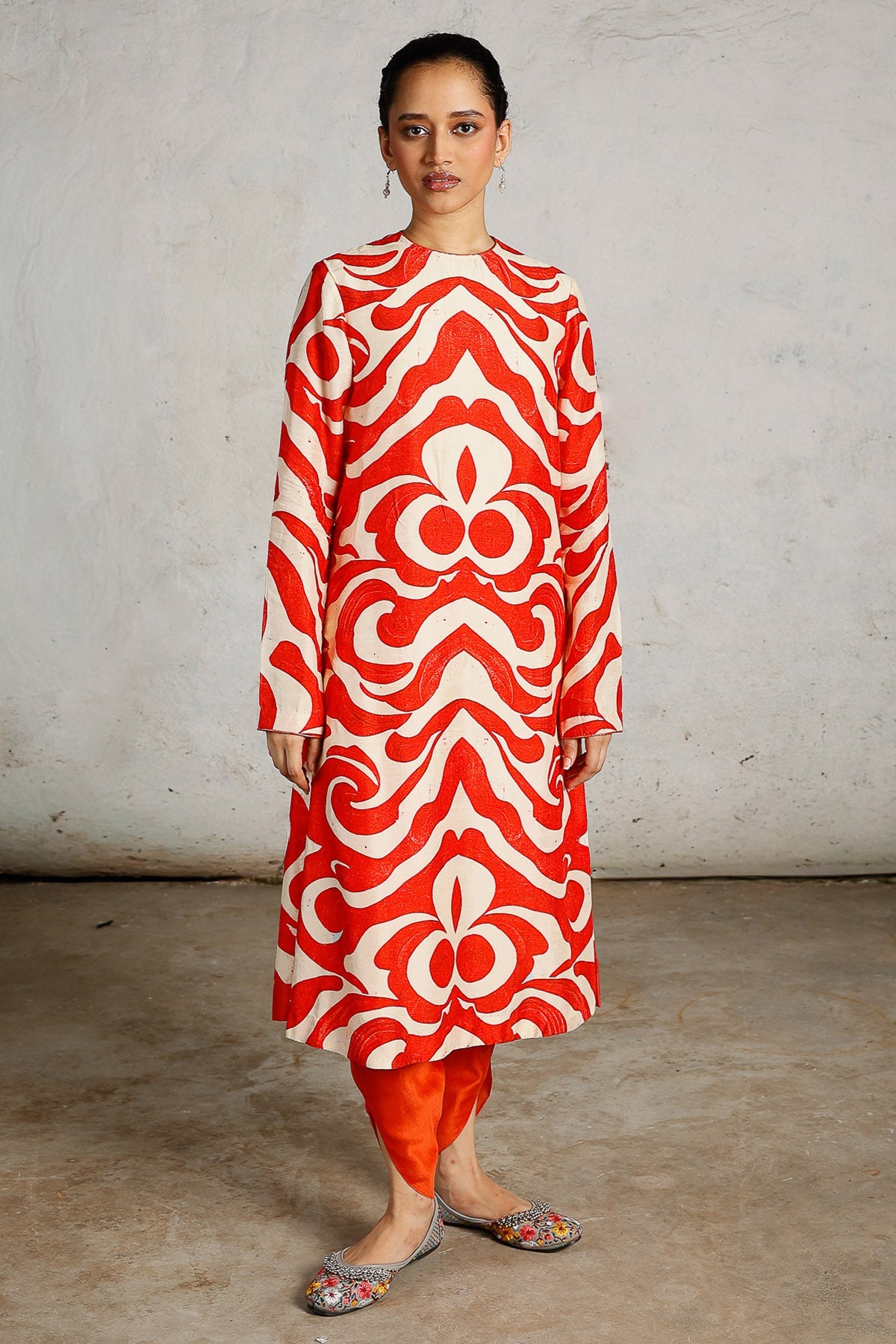Buy Orange & White Cotton Kurta Set for women by Saksham Neharicka online available at scrollnshops